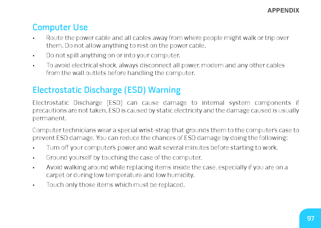 Dell P06T, DRF37 manual Computer Use, Electrostatic Discharge ESD Warning 