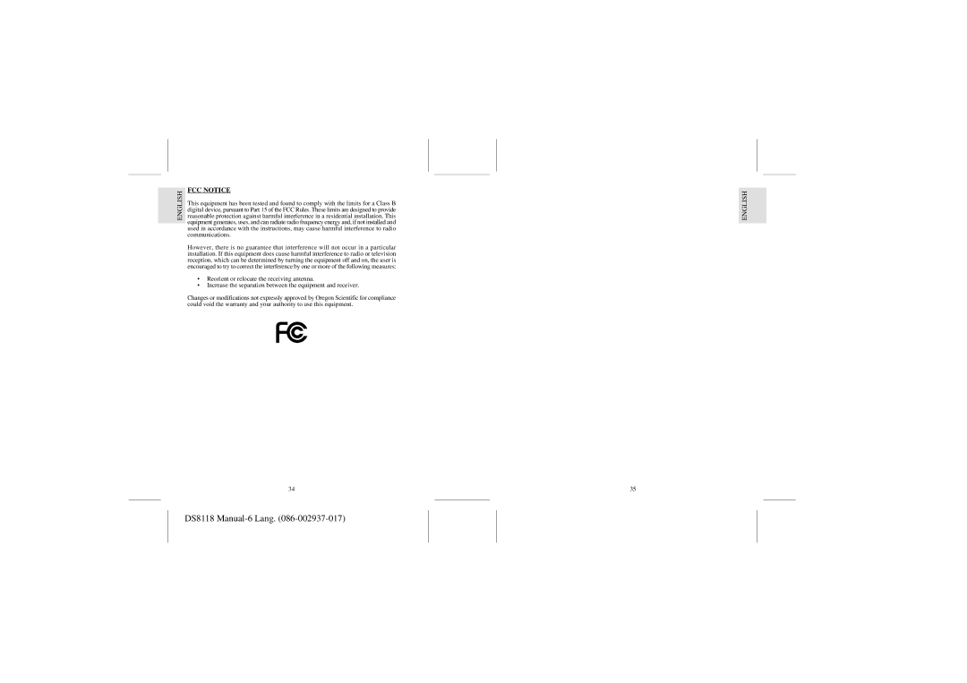 Dell DS8118 user manual FCC Notice 