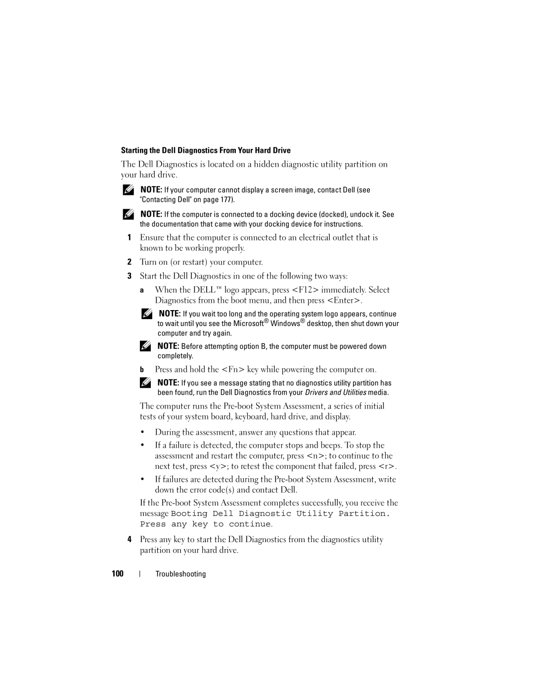 Dell DT549, PP22X owner manual Press and hold the Fn key while powering the computer on 