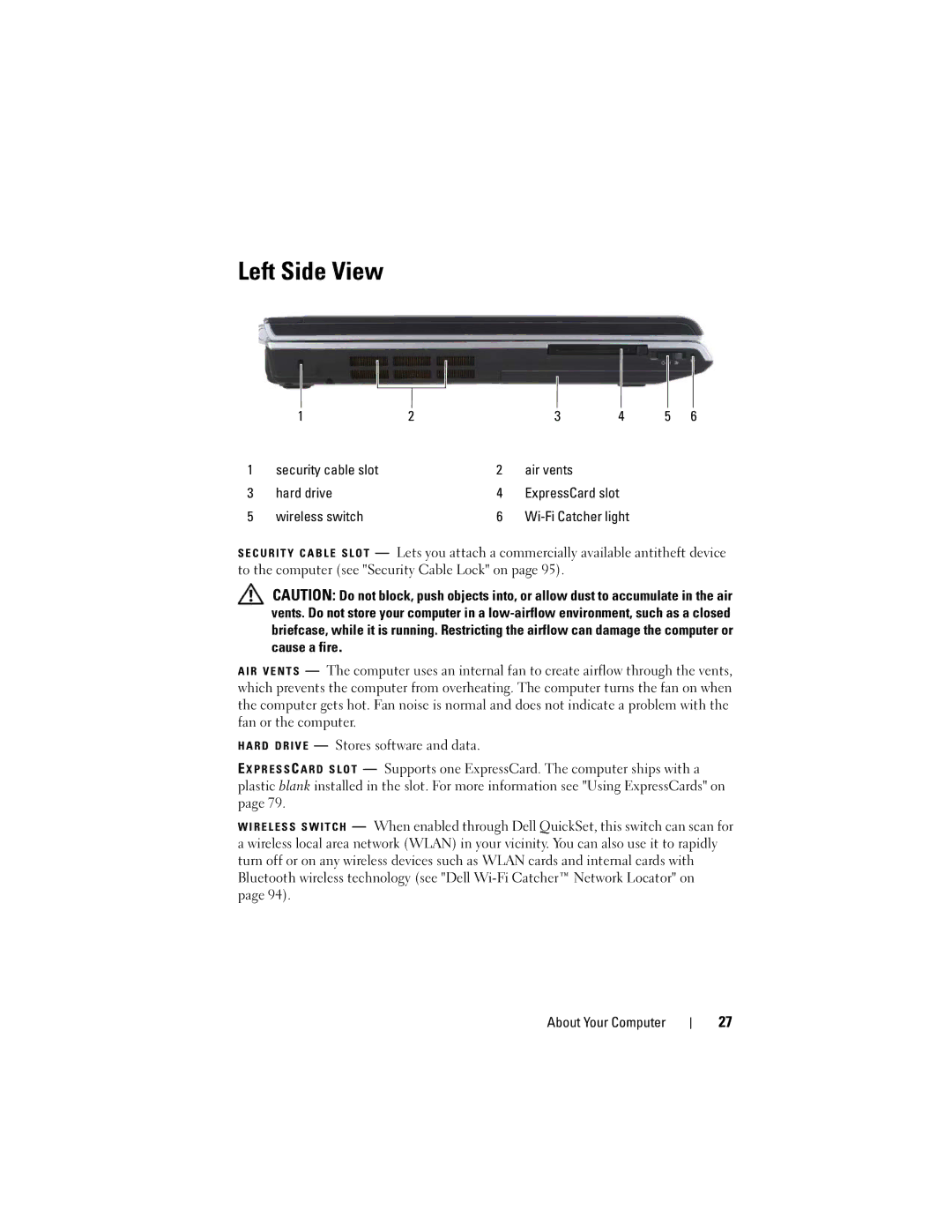 Dell PP22X, DT549 owner manual Left Side View 