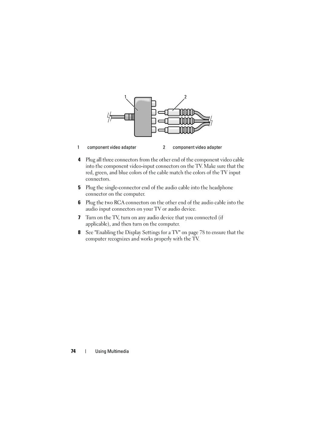 Dell DT549, PP22X owner manual Component video adapter 