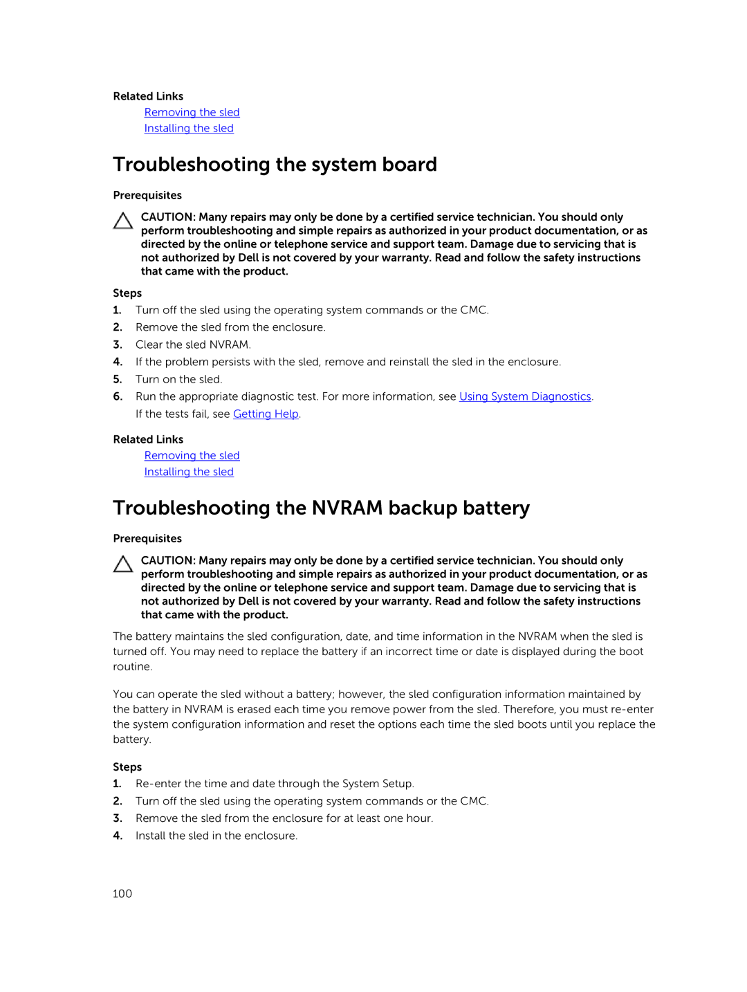 Dell E02B owner manual Troubleshooting the system board, Troubleshooting the Nvram backup battery 