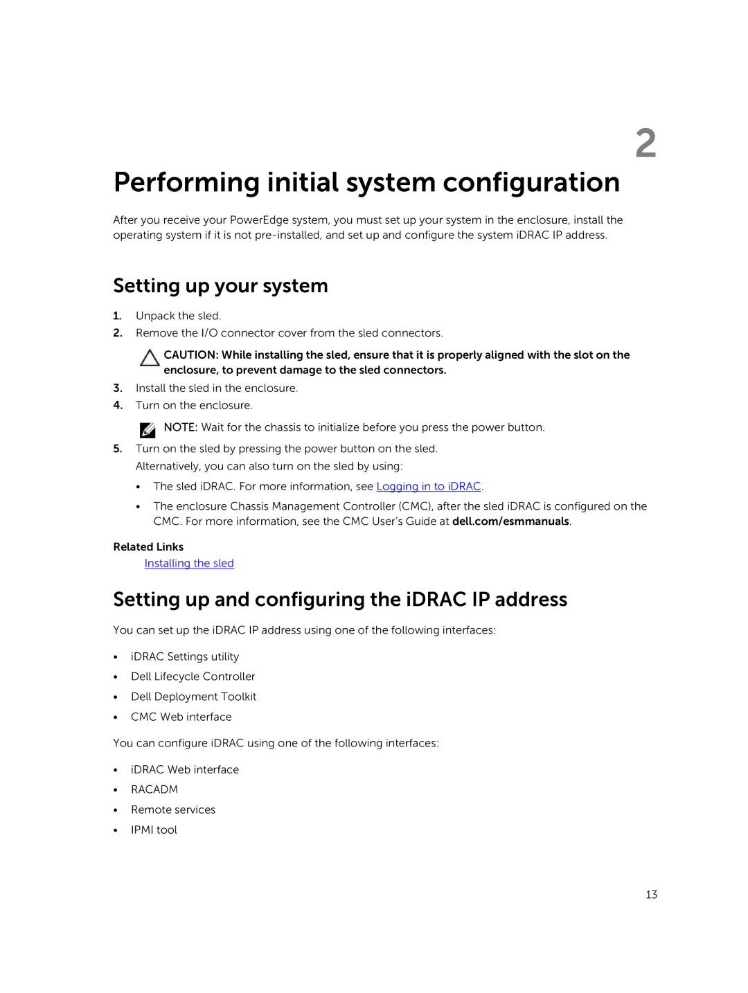 Dell E02B owner manual Setting up your system, Setting up and configuring the iDRAC IP address 