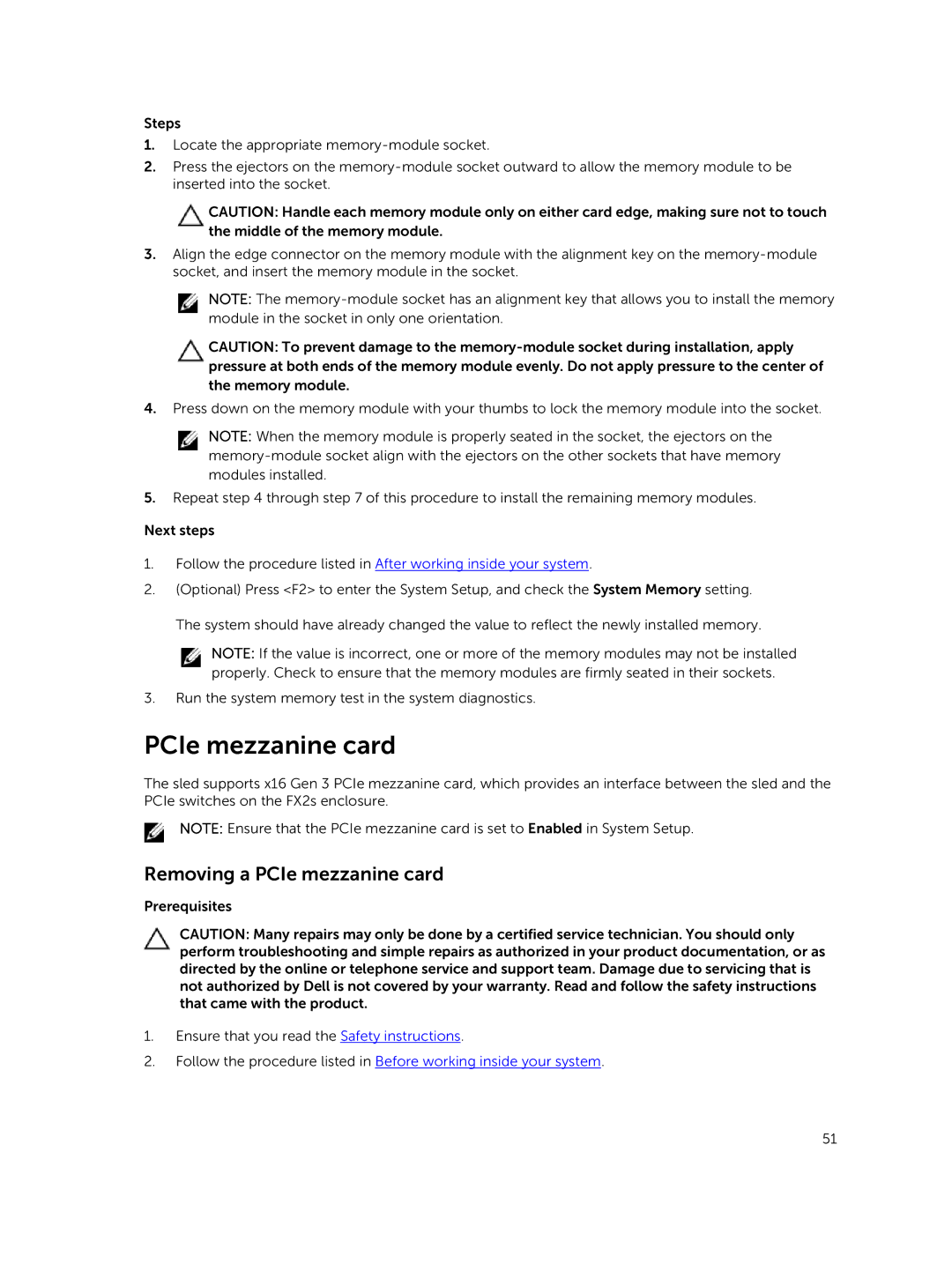 Dell E02B owner manual Removing a PCIe mezzanine card 