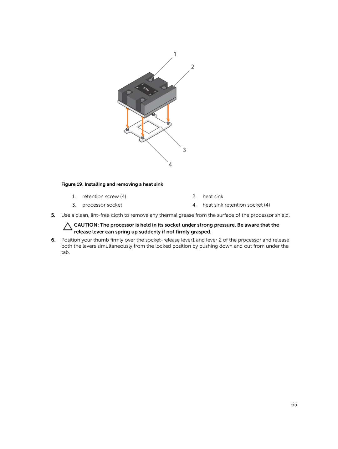 Dell E02B owner manual Installing and removing a heat sink 