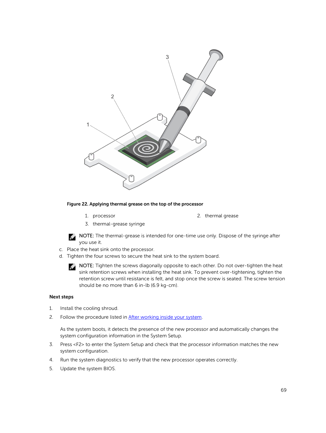 Dell E02B owner manual Applying thermal grease on the top of the processor 