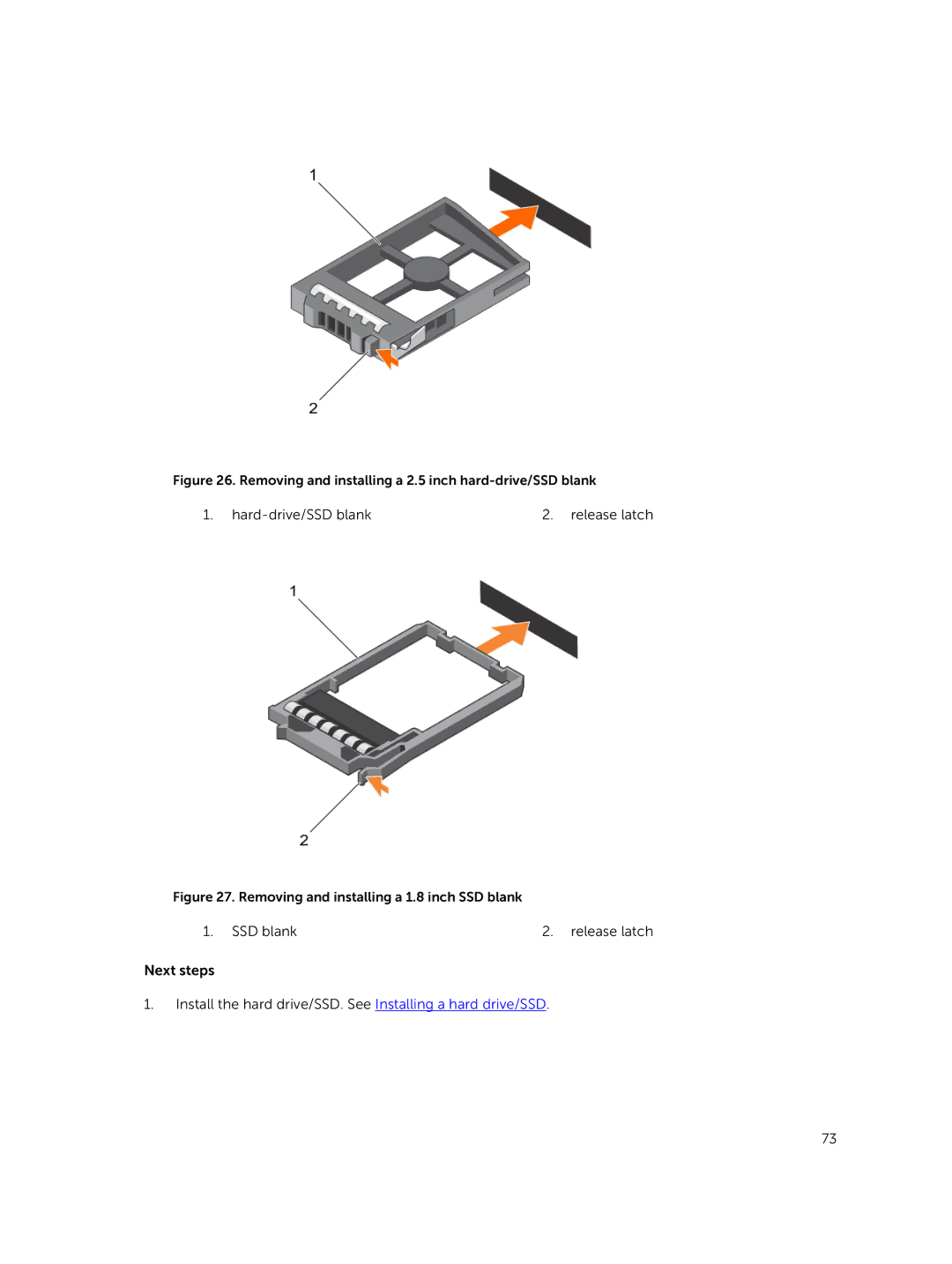 Dell E02B owner manual Hard-drive/SSD blank Release latch 