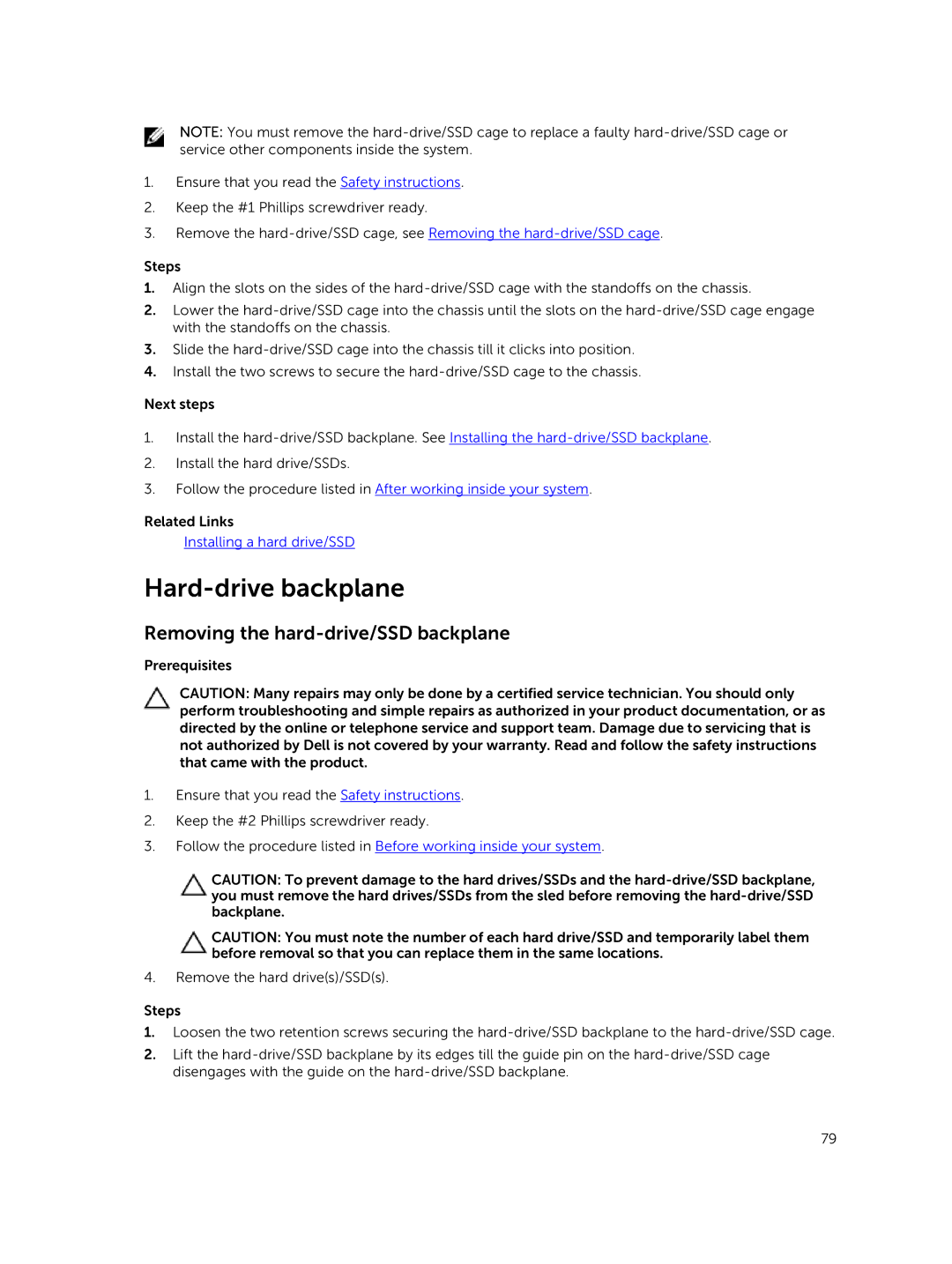 Dell E02B owner manual Hard-drive backplane, Removing the hard-drive/SSD backplane 