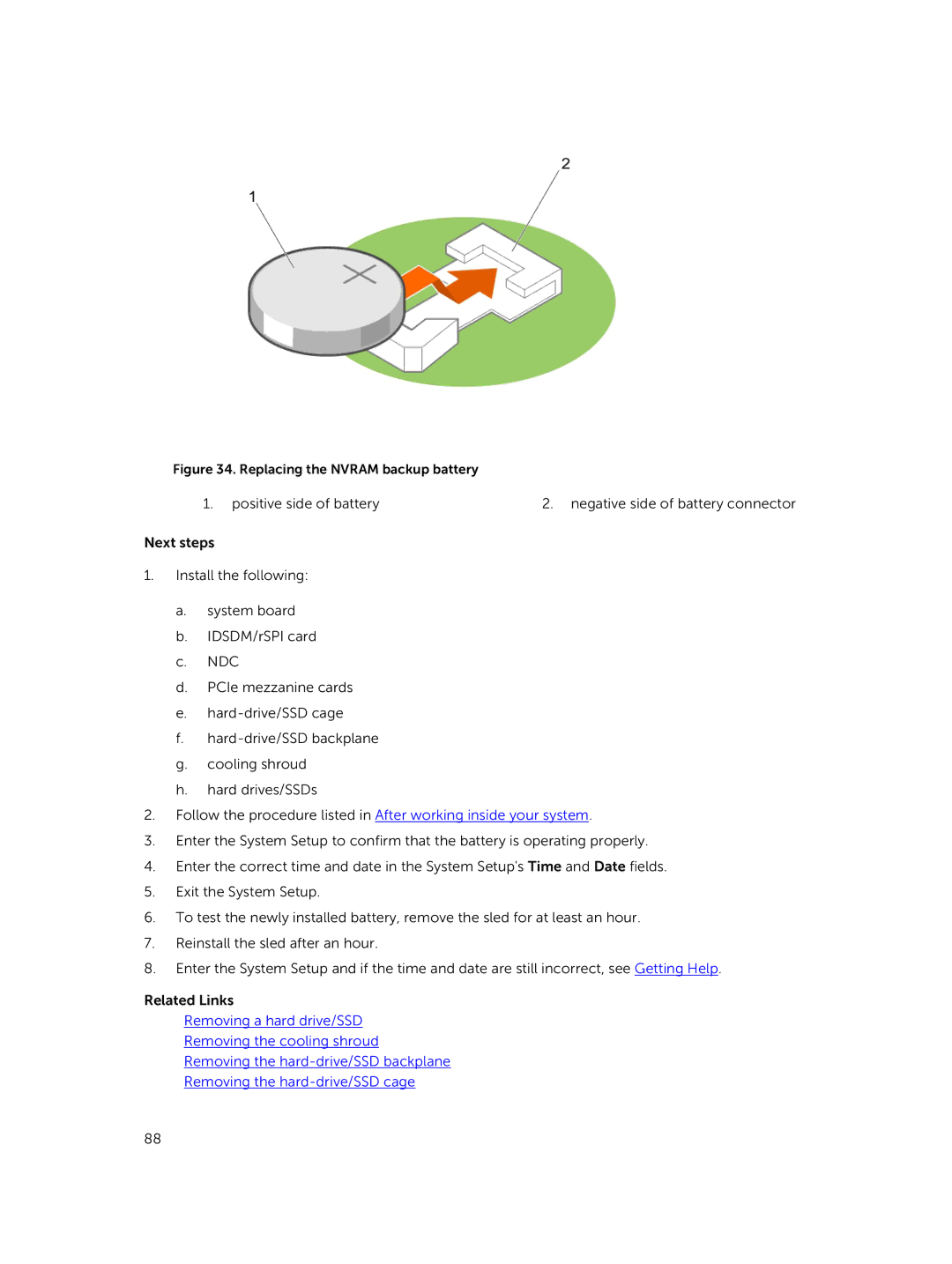 Dell E02B owner manual Replacing the Nvram backup battery 