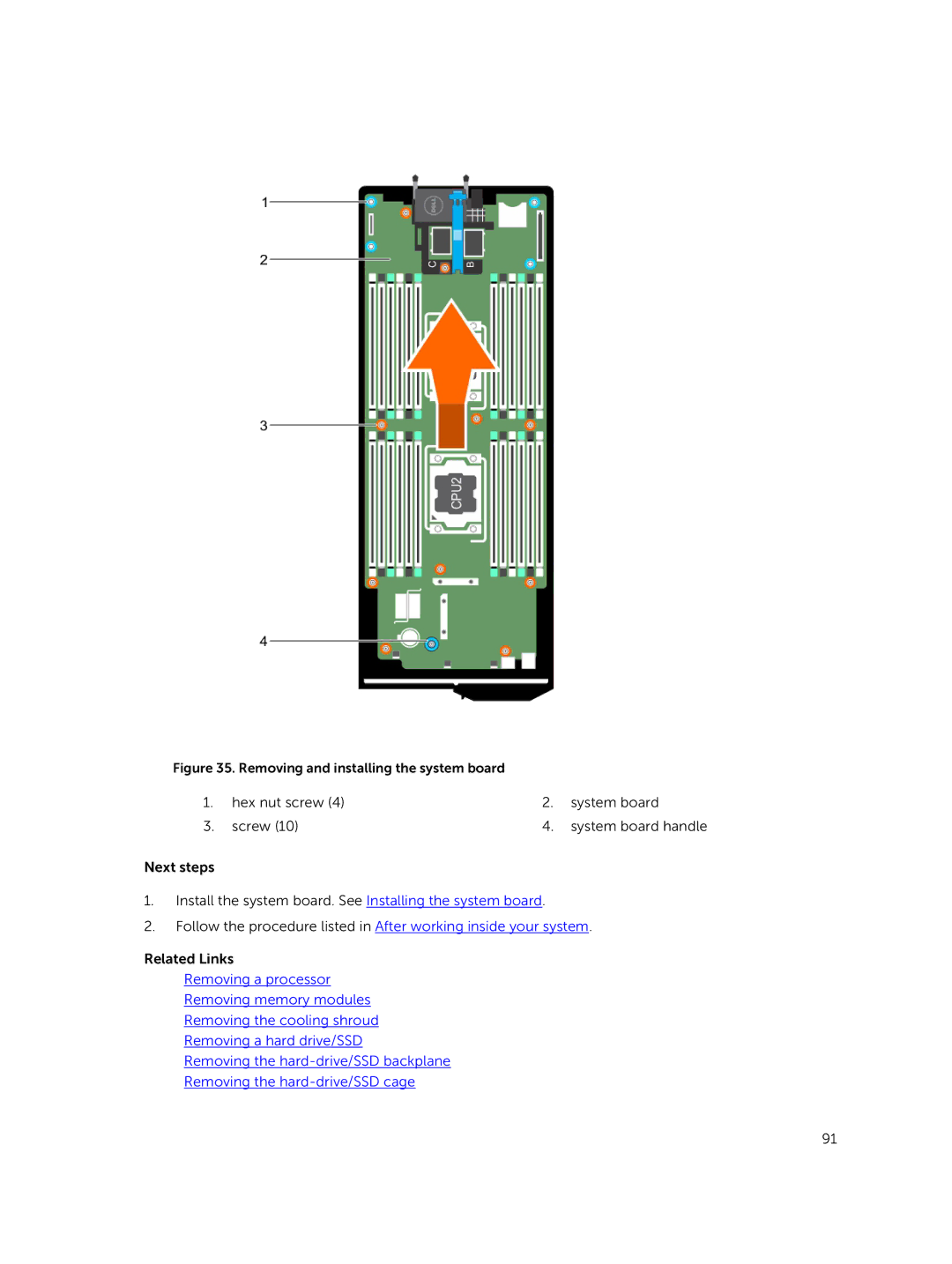 Dell E02B owner manual Hex nut screw System board Screw 