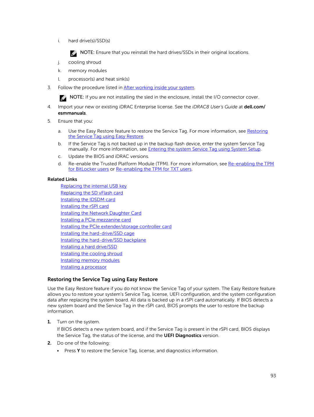 Dell E02B owner manual Restoring the Service Tag using Easy Restore 