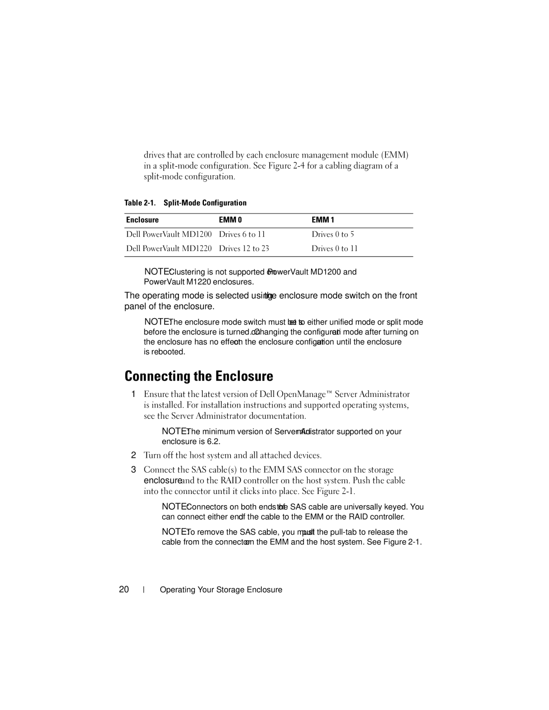 Dell E04J001, E04J Series, E03J001, E03J Series owner manual Connecting the Enclosure 