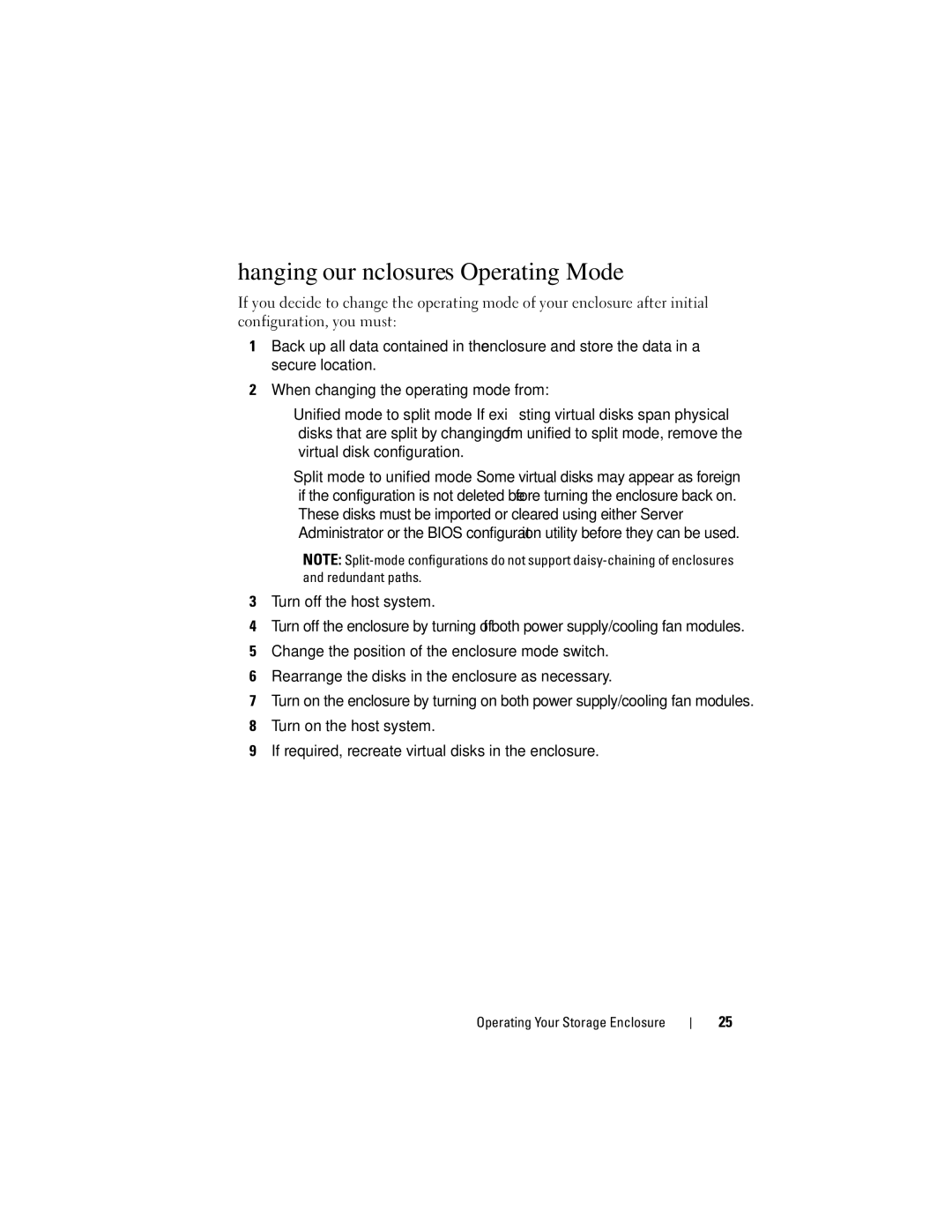 Dell E04J Series, E04J001, E03J001, E03J Series owner manual Changing Your Enclosure’s Operating Mode 