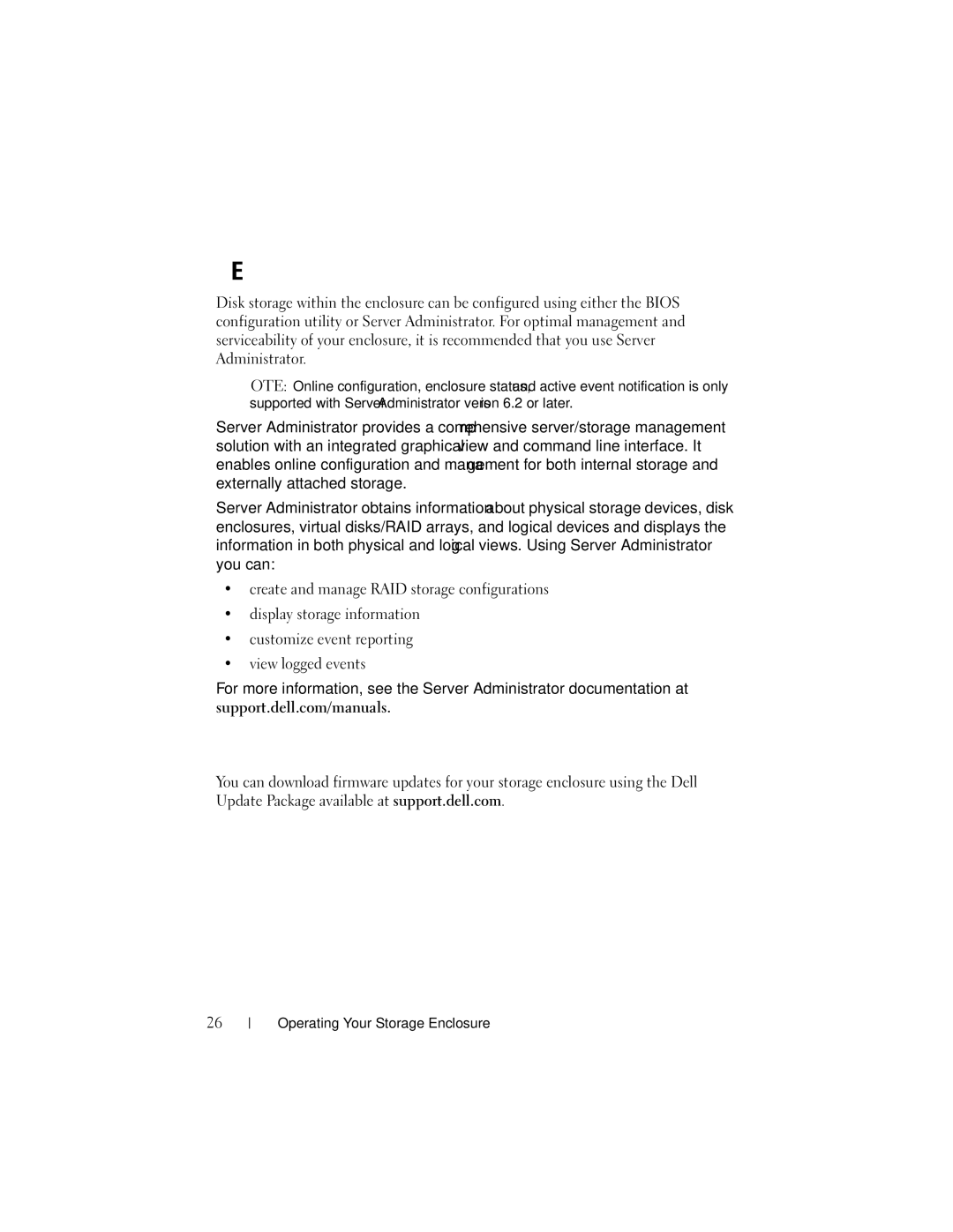 Dell E03J001, E04J001, E04J Series, E03J Series owner manual Managing Your Storage Enclosure, Downloading Firmware 