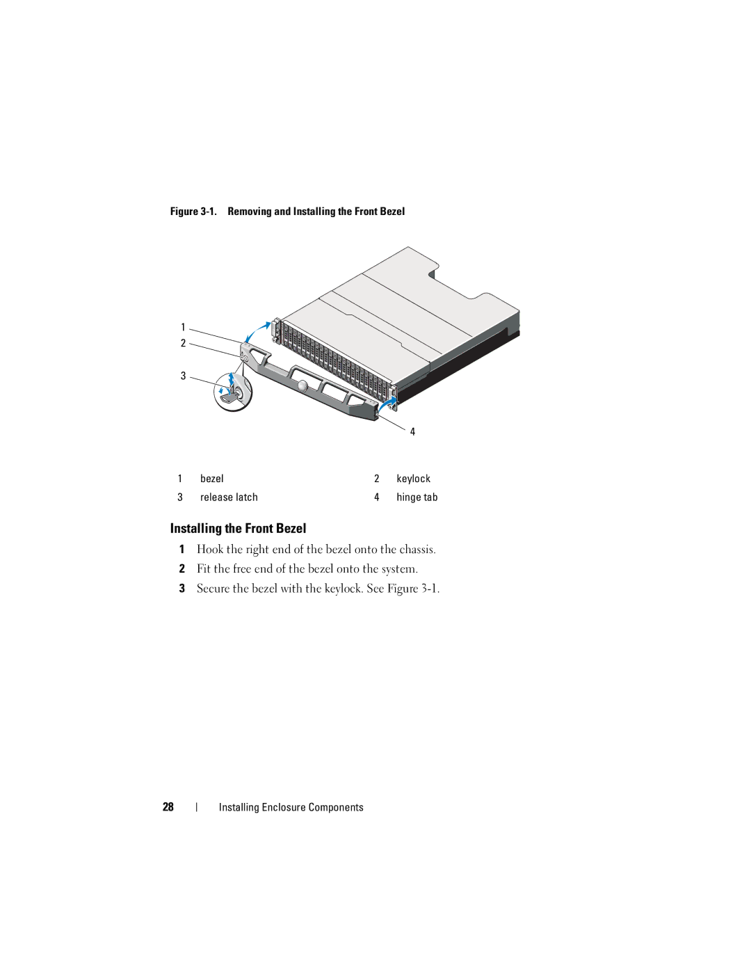 Dell E04J001, E04J Series, E03J001, E03J Series owner manual Installing the Front Bezel 