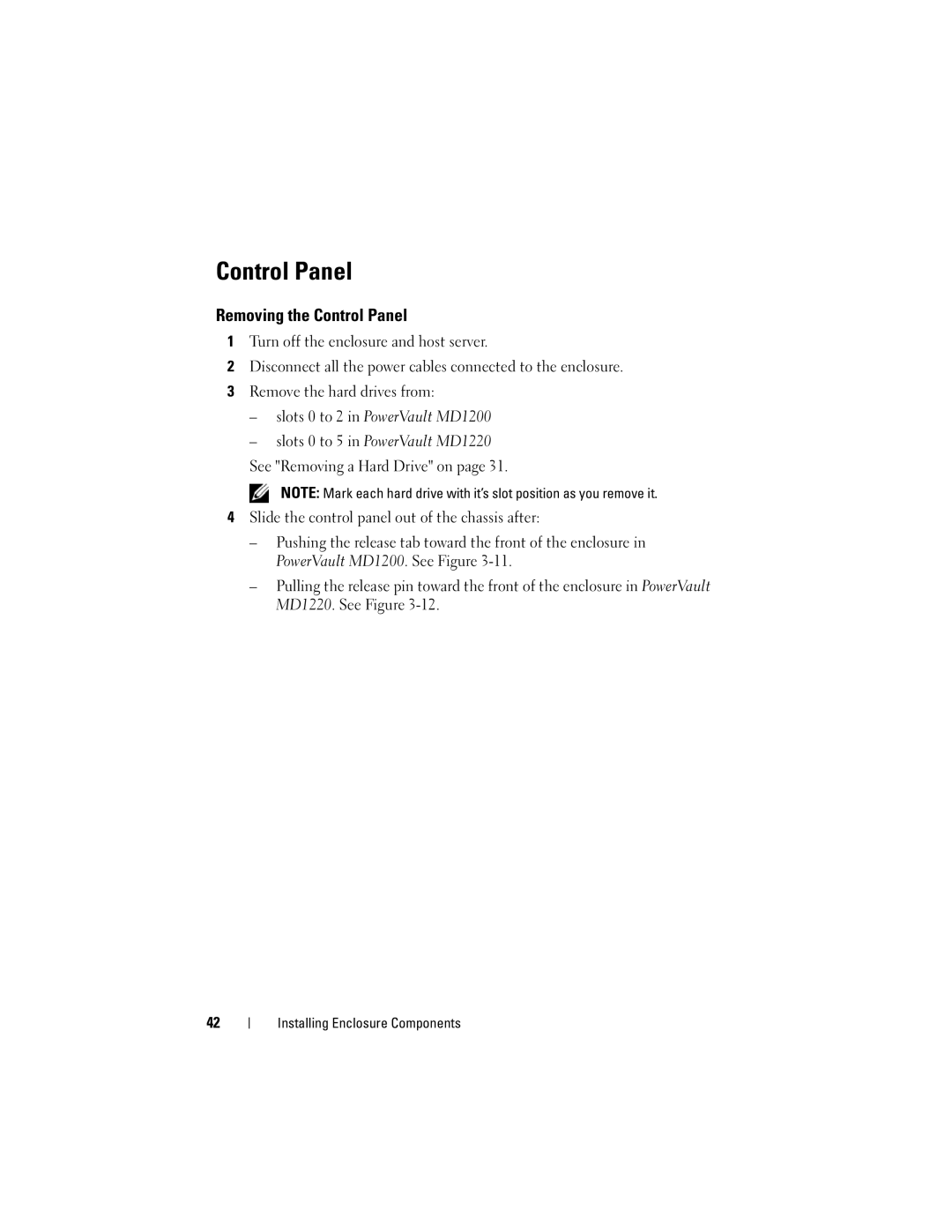 Dell E03J001, E04J001, E04J Series, E03J Series owner manual Removing the Control Panel 