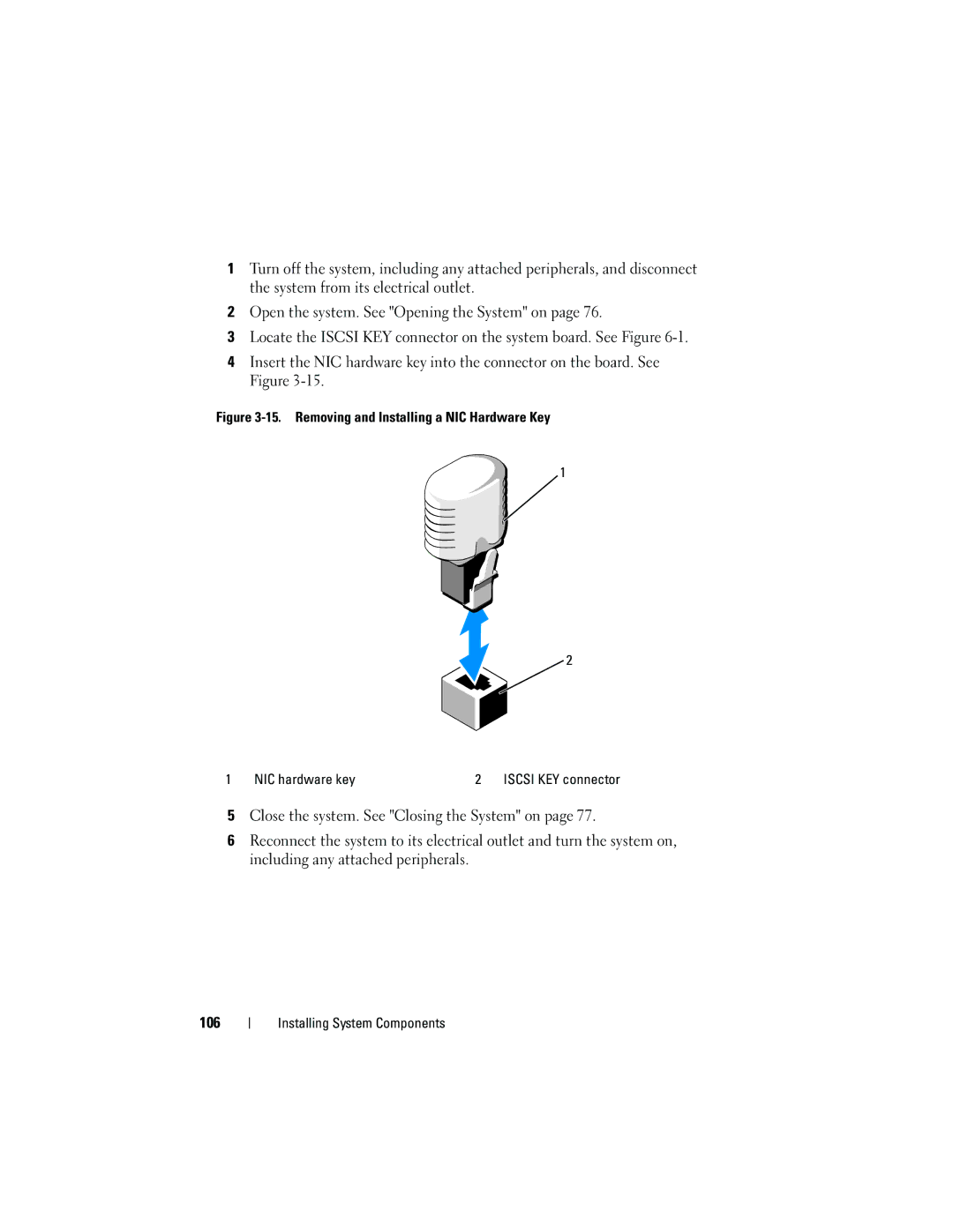 Dell E05S001 owner manual Iscsi KEY connector 