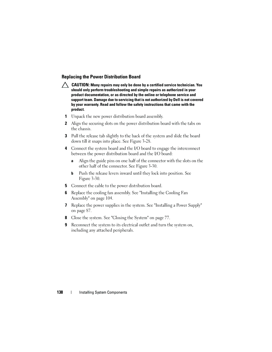 Dell E05S001 owner manual Replacing the Power Distribution Board 