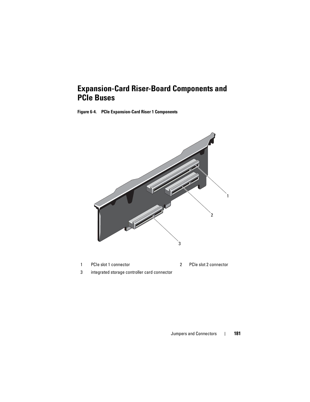 Dell E05S001 owner manual Expansion-Card Riser-Board Components and PCIe Buses 