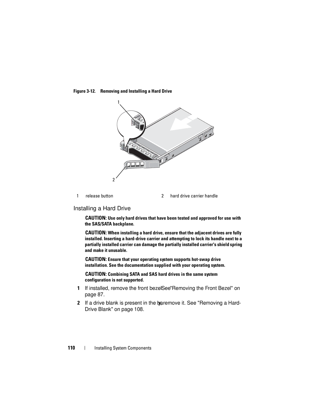 Dell E06S001, E06S Series owner manual Removing and Installing a Hard Drive Release button 