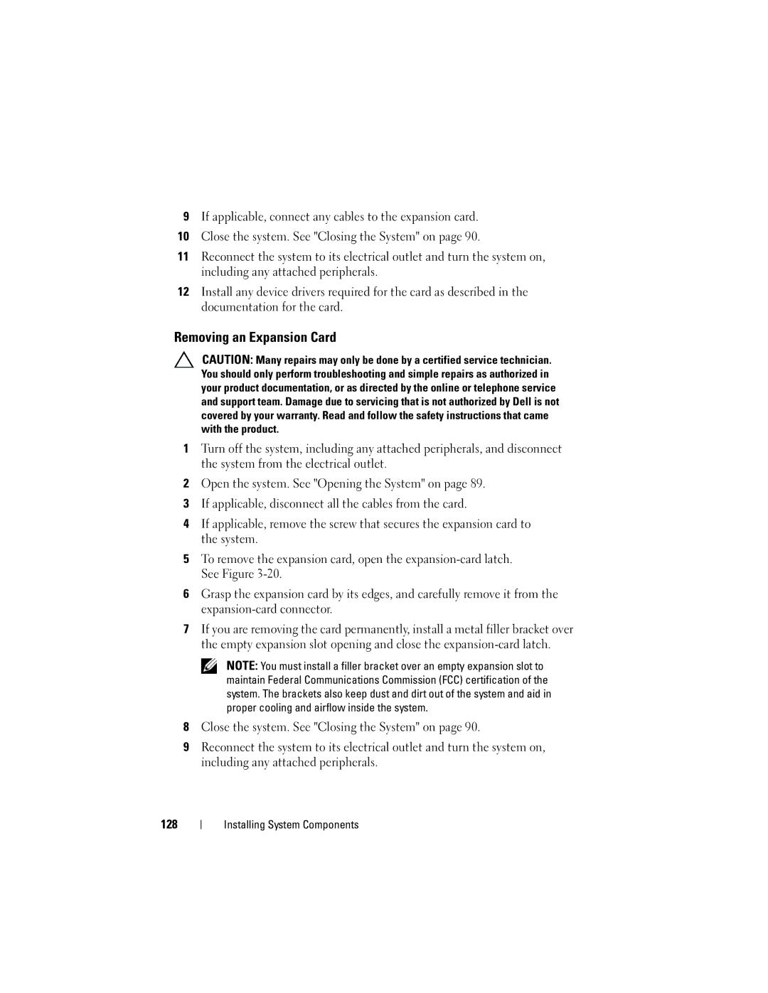 Dell E06S001, E06S Series owner manual Removing an Expansion Card 