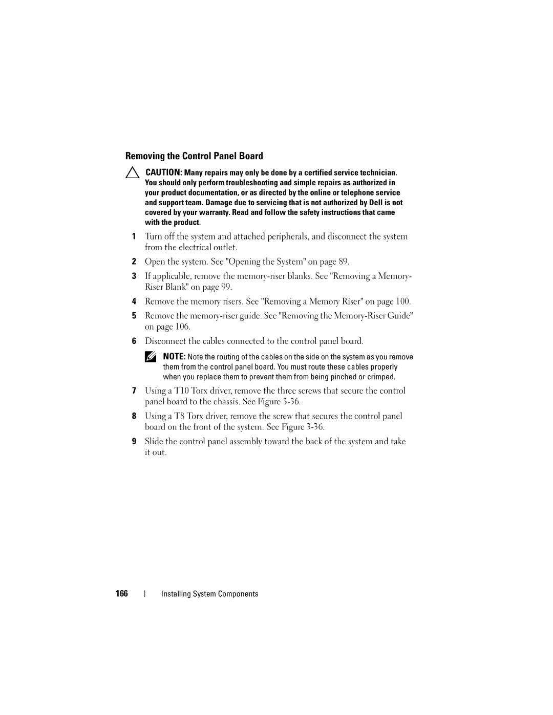 Dell E06S001, E06S Series owner manual Removing the Control Panel Board 