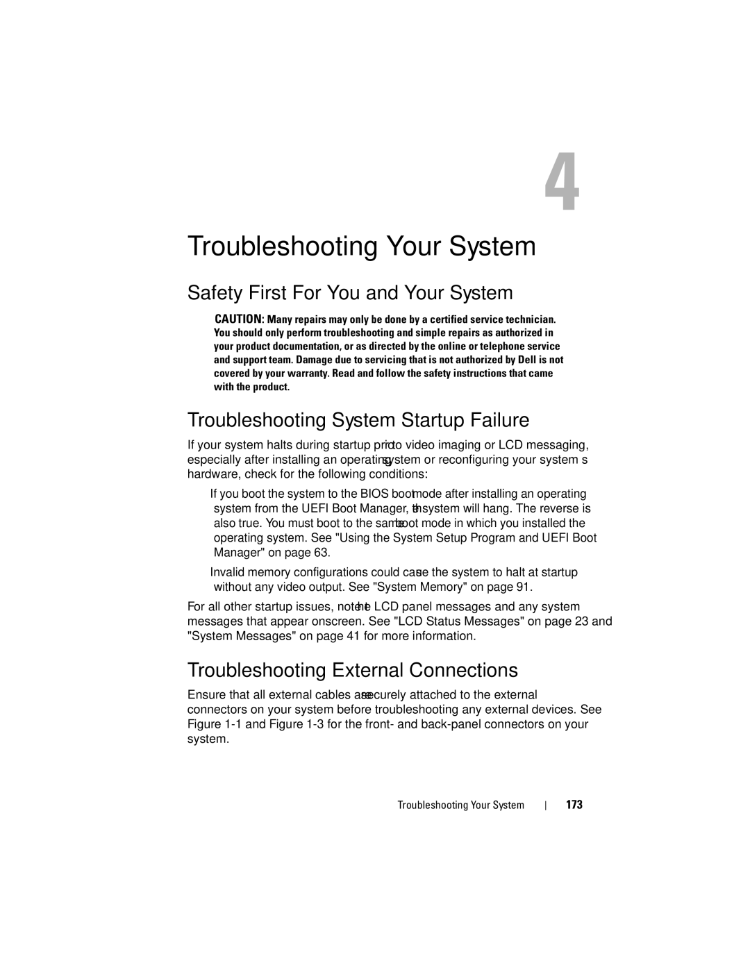 Dell E06S Series, E06S001 owner manual Troubleshooting External Connections, Troubleshooting Your System 