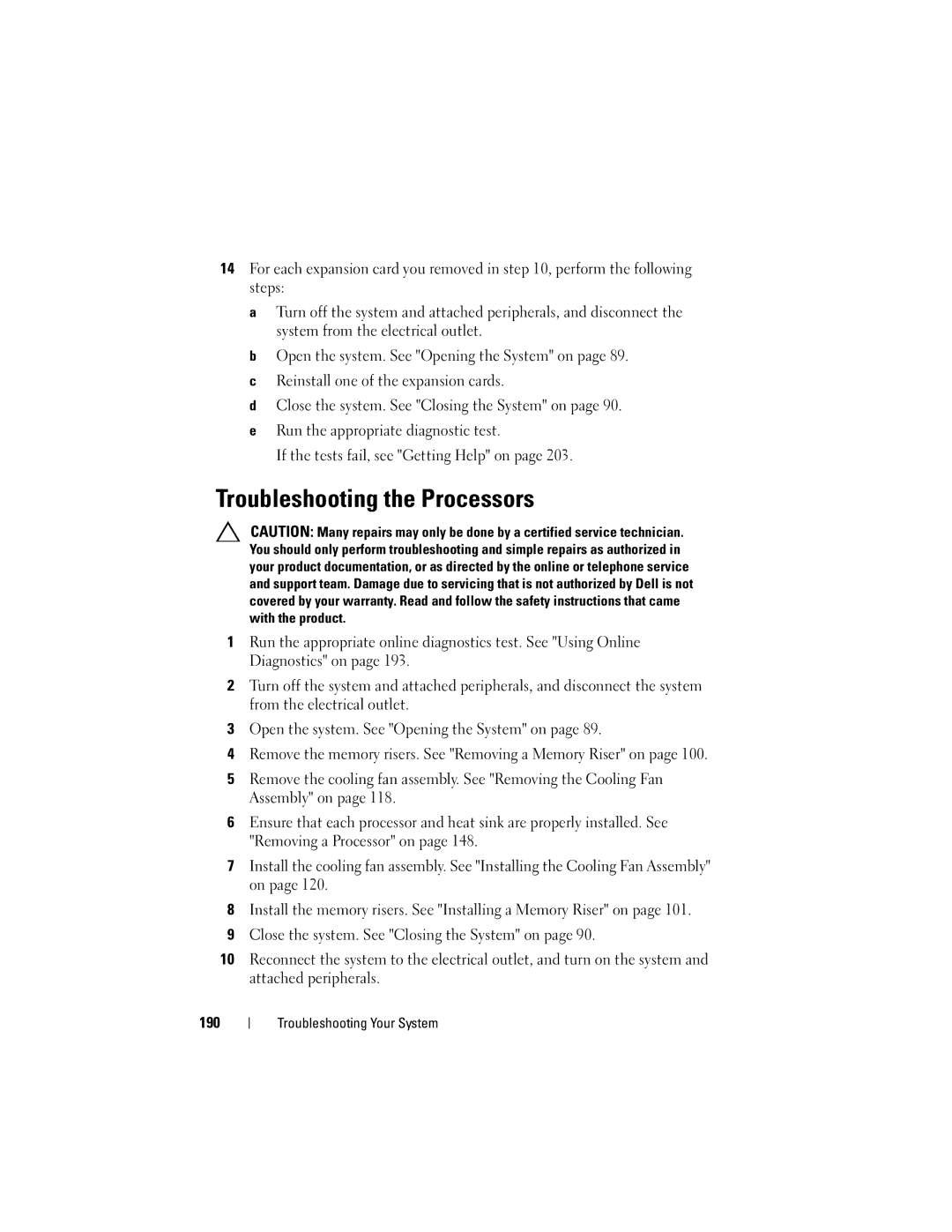 Dell E06S001, E06S Series owner manual Troubleshooting the Processors 