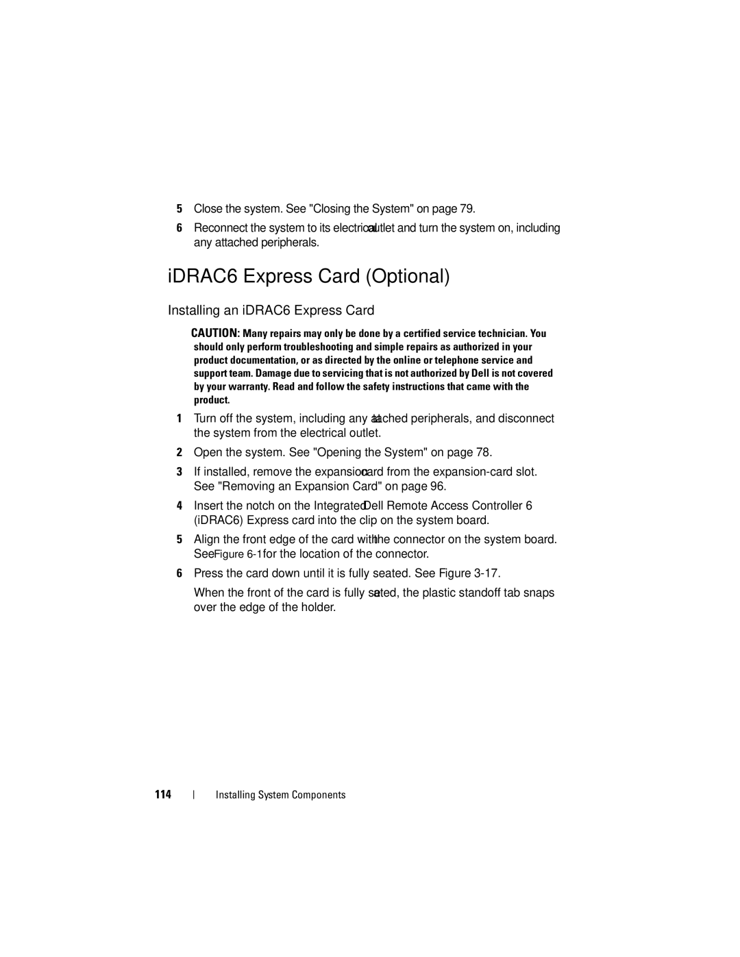 Dell E07S Series, E07S002 owner manual IDRAC6 Express Card Optional, Installing an iDRAC6 Express Card 