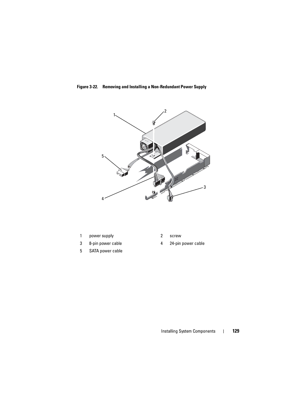 Dell E07S002, E07S Series owner manual Sata power cable Installing System Components 