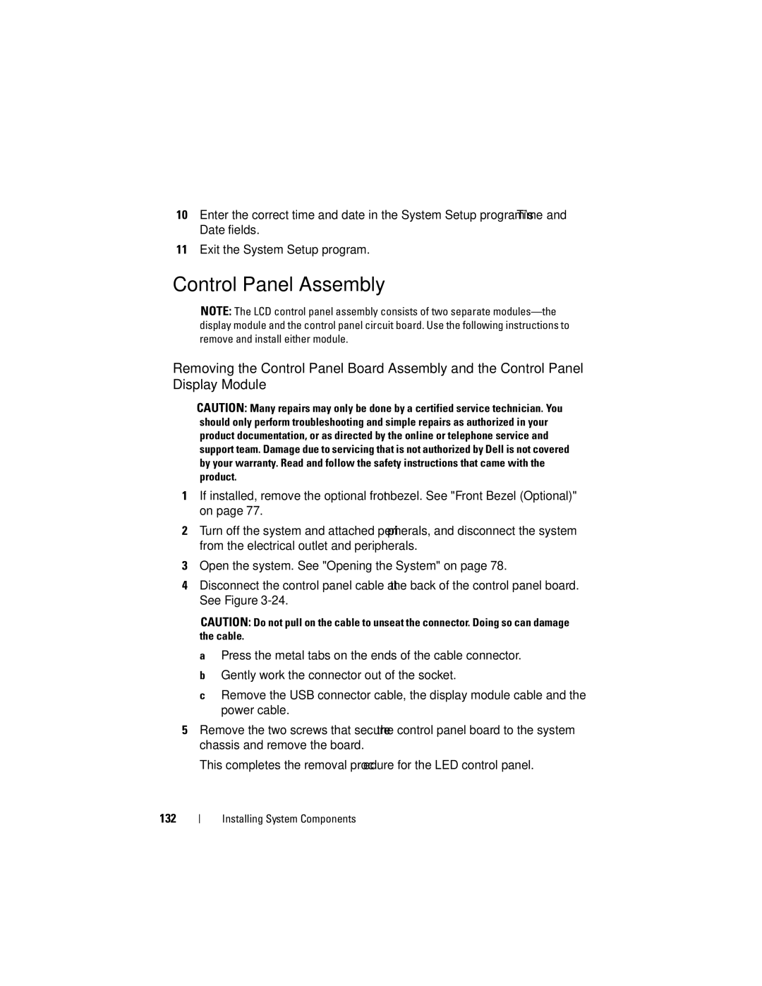 Dell E07S Series, E07S002 owner manual Control Panel Assembly 