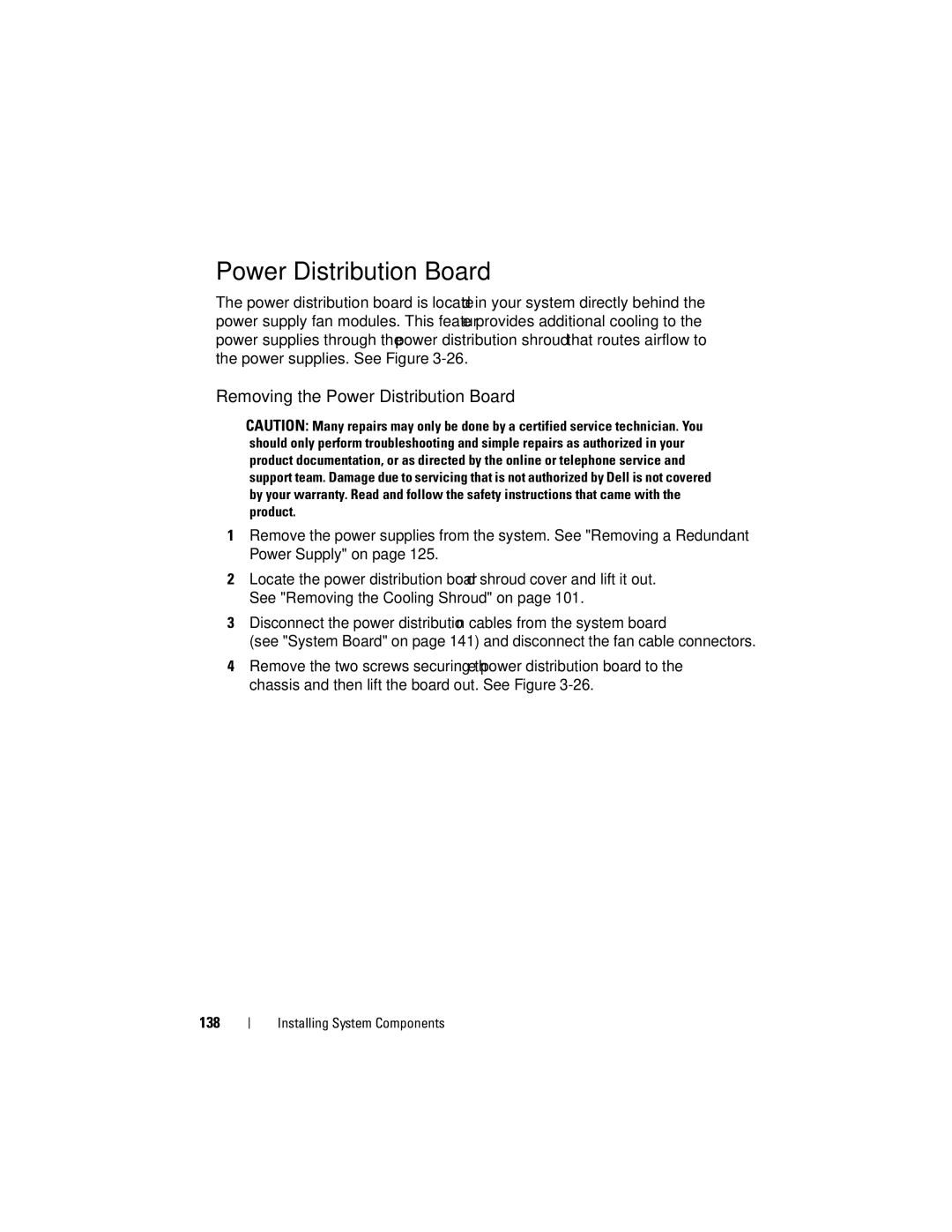 Dell E07S Series, E07S002 owner manual Removing the Power Distribution Board 