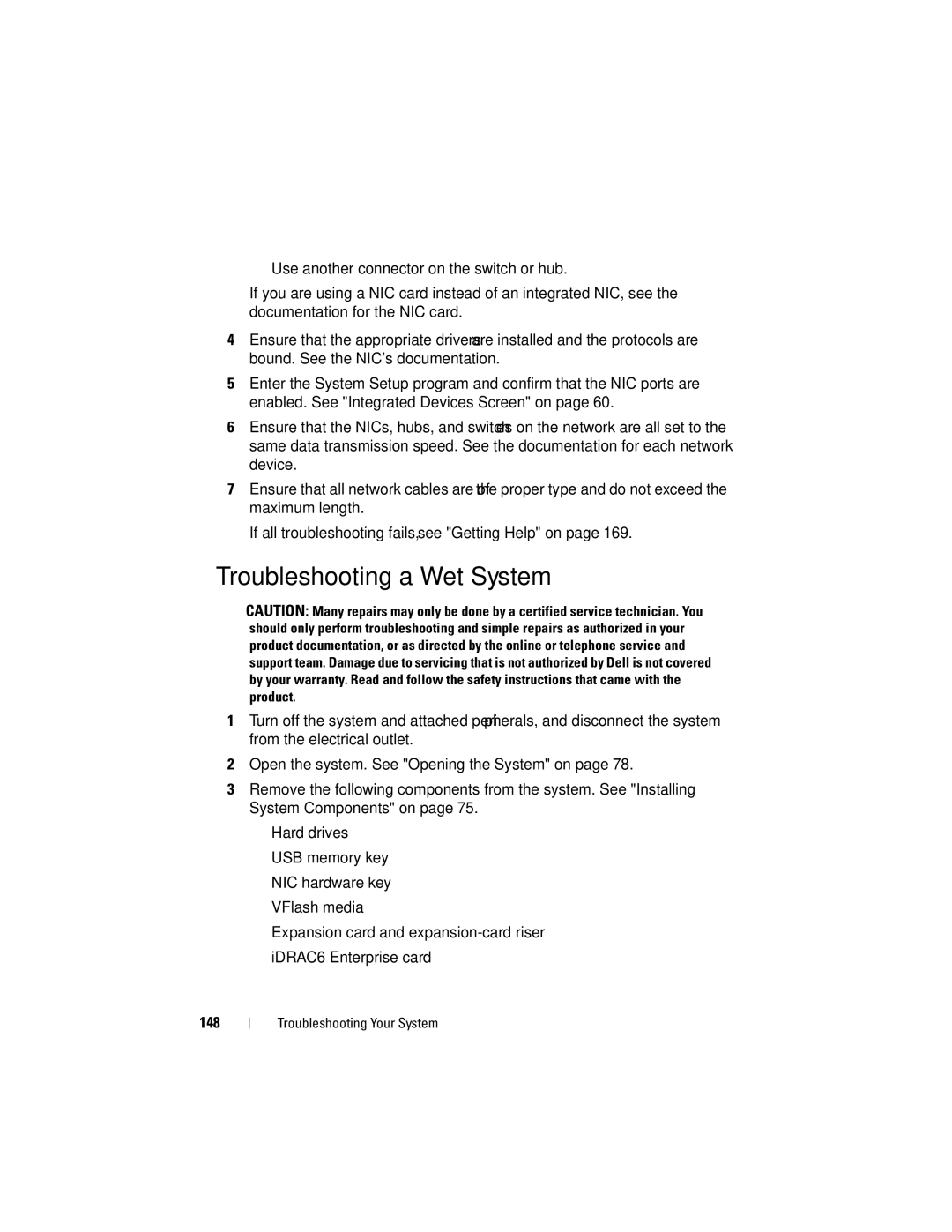 Dell E07S Series, E07S002 owner manual Troubleshooting a Wet System 