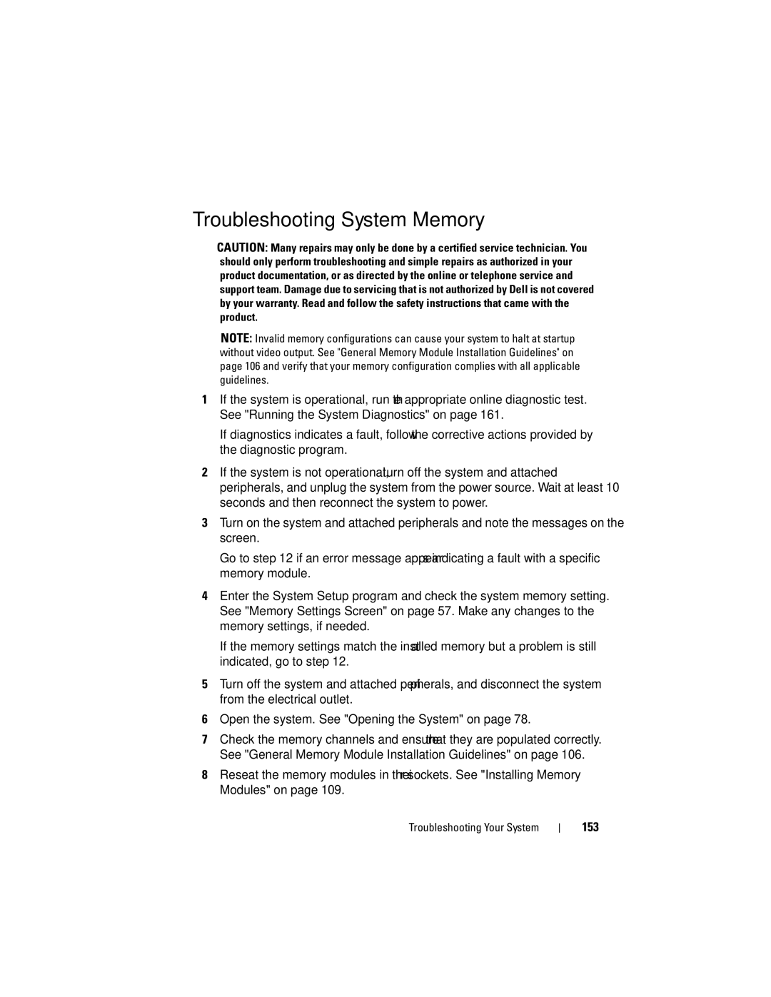 Dell E07S002, E07S Series owner manual Troubleshooting System Memory 