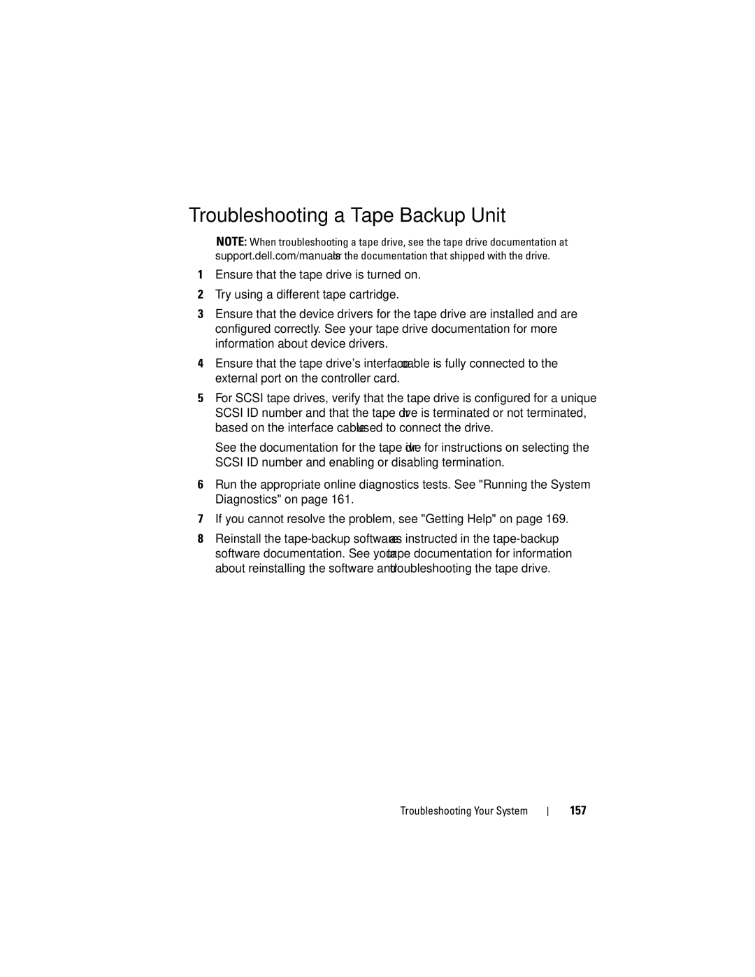 Dell E07S002, E07S Series owner manual Troubleshooting a Tape Backup Unit 