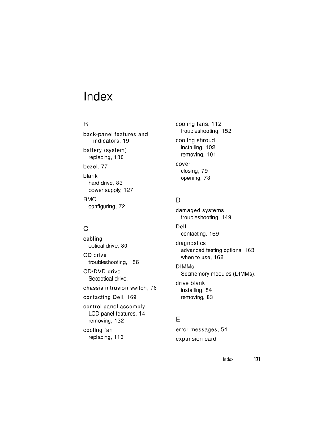 Dell E07S002, E07S Series owner manual Index 