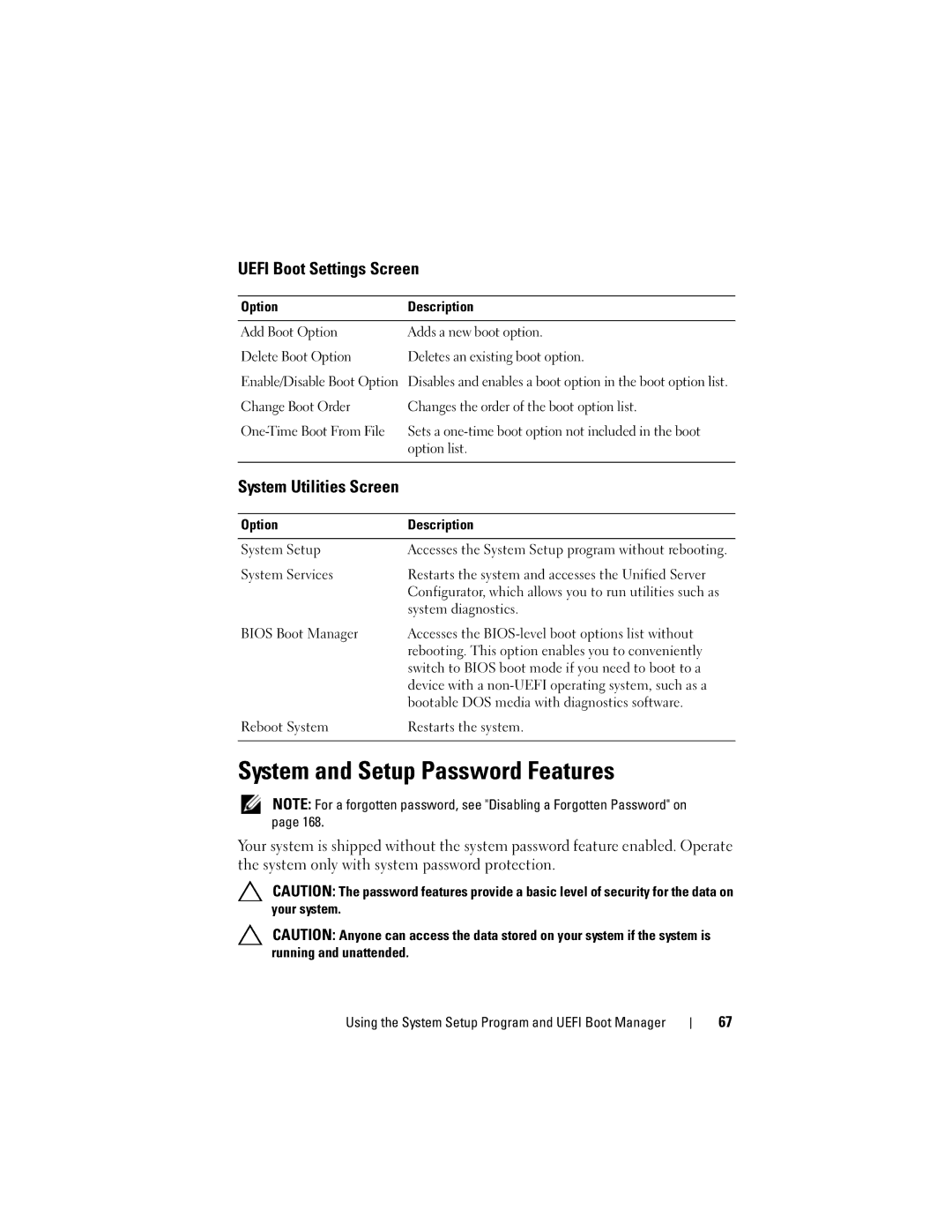 Dell E07S002, E07S Series System and Setup Password Features, Uefi Boot Settings Screen, System Utilities Screen 