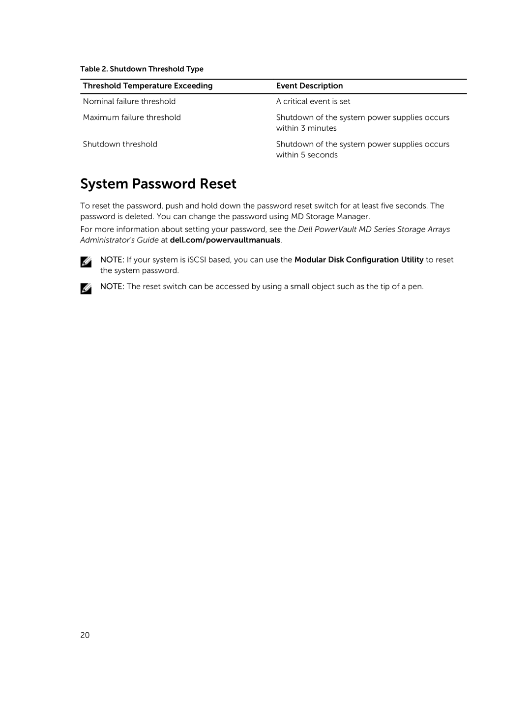 Dell E08J Series owner manual System Password Reset 