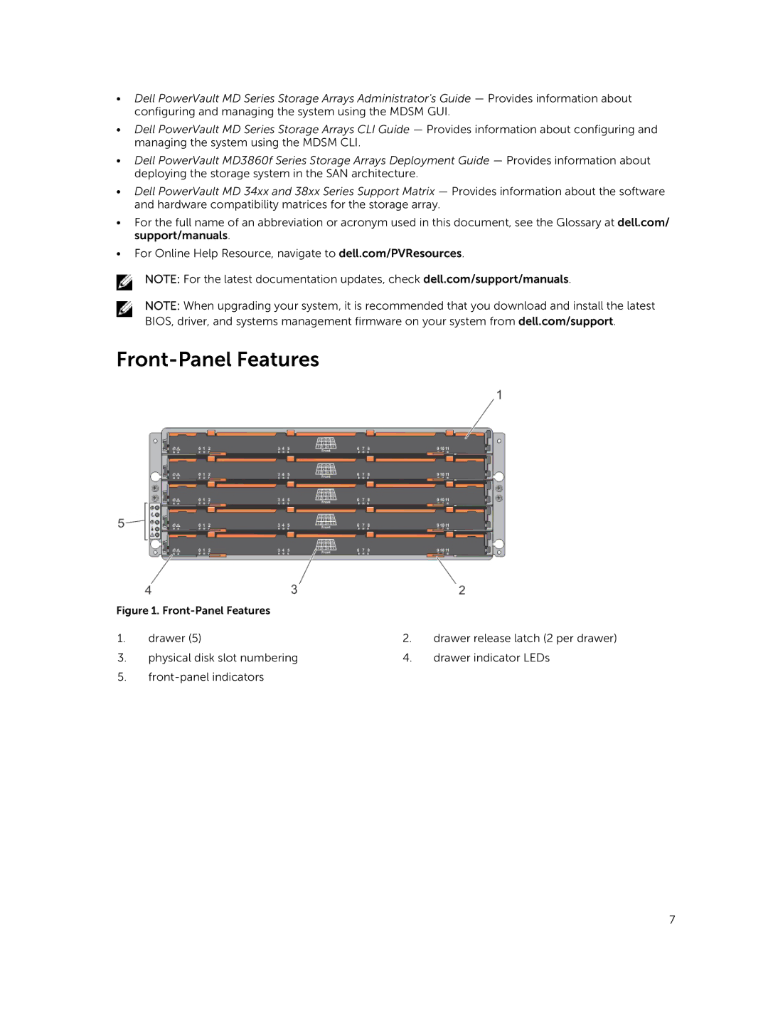 Dell E08J Series owner manual Front-Panel Features 