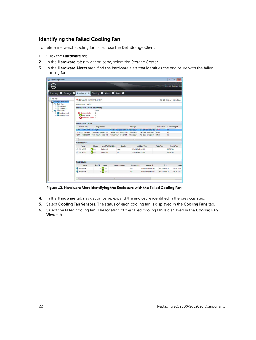 Dell E10J, E09J owner manual Identifying the Failed Cooling Fan 