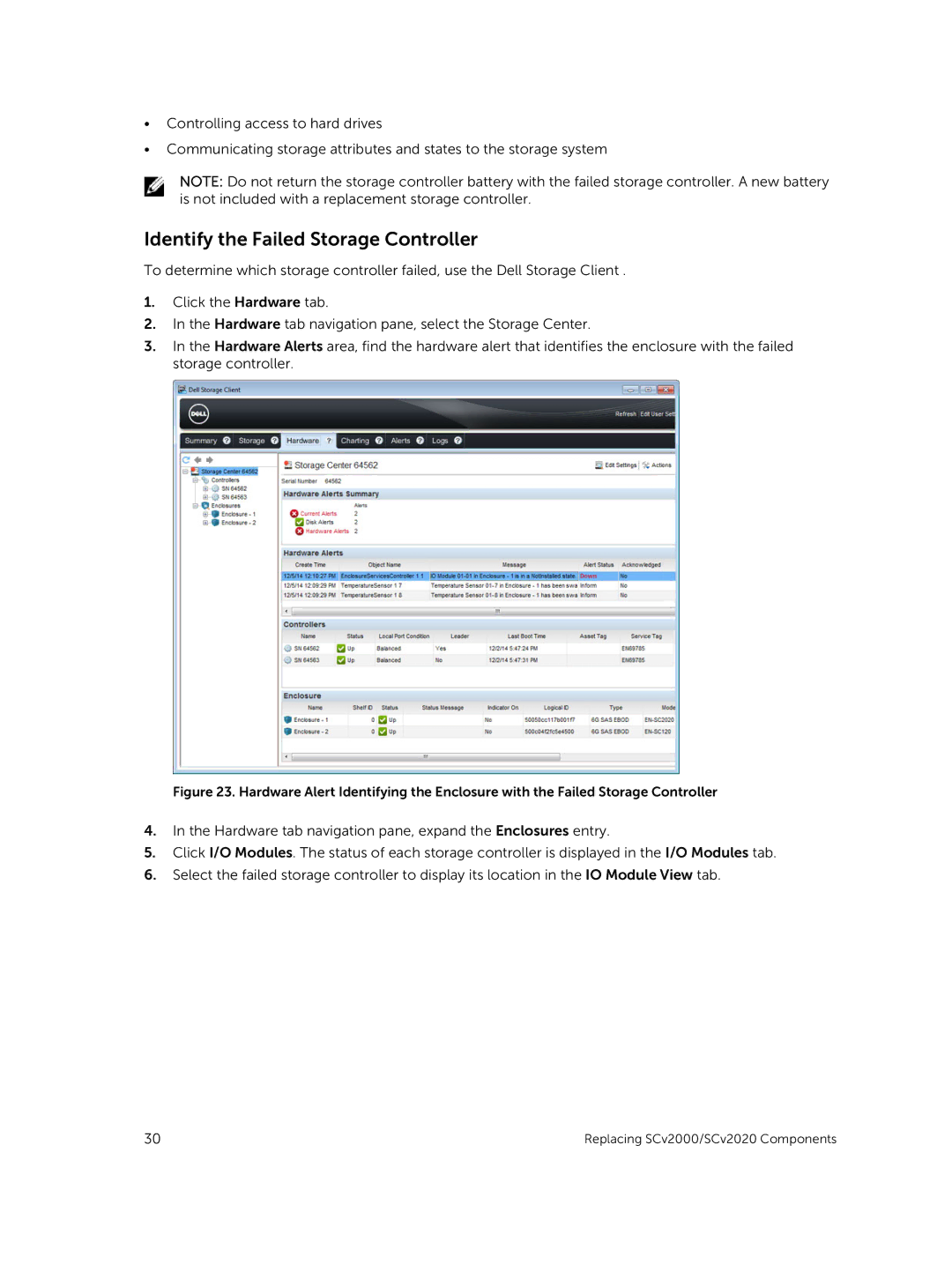 Dell E10J, E09J owner manual Identify the Failed Storage Controller 