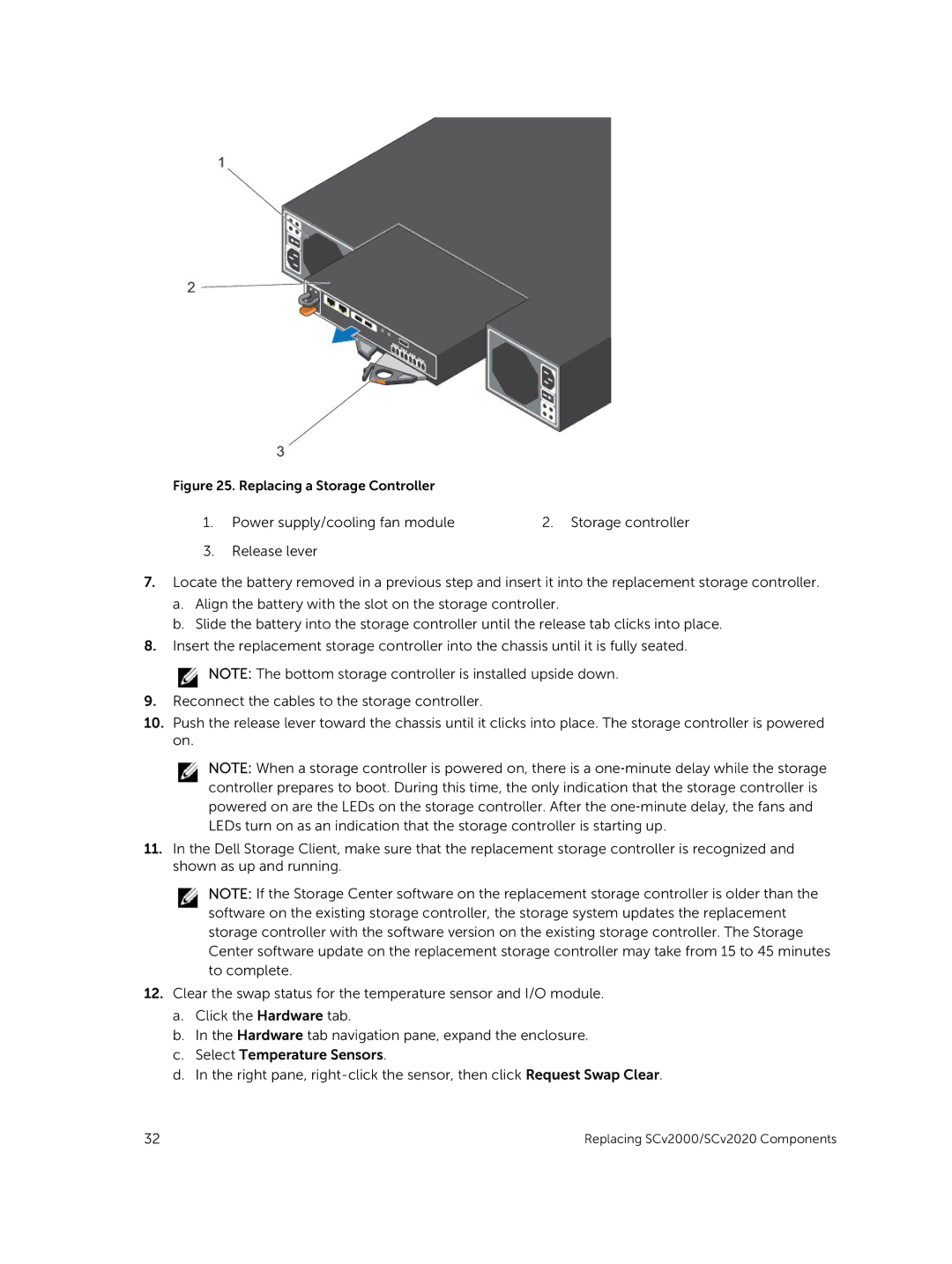 Dell E10J, E09J owner manual Replacing a Storage Controller 