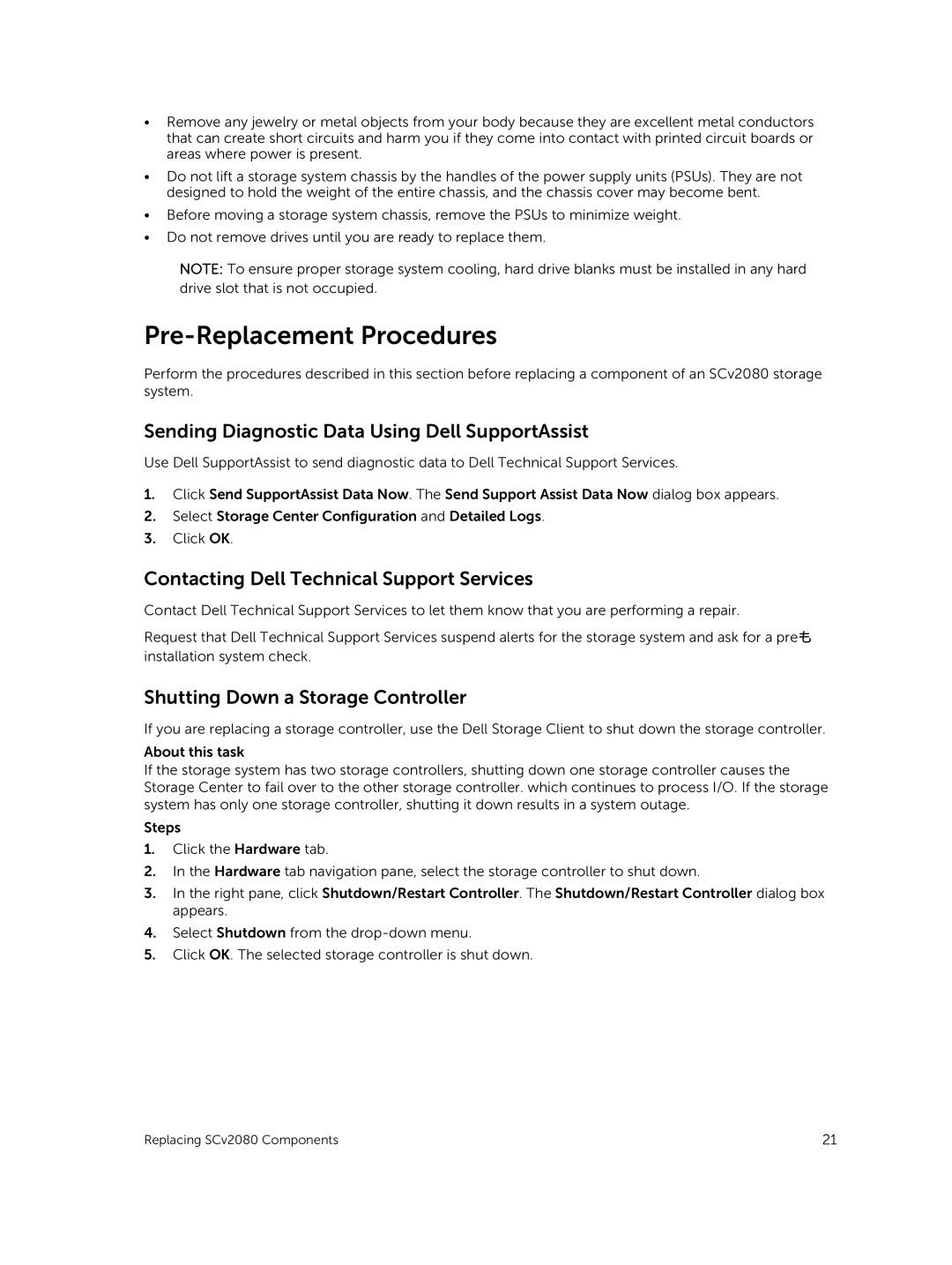 Dell E11J001 owner manual Pre-Replacement Procedures, Sending Diagnostic Data Using Dell SupportAssist 