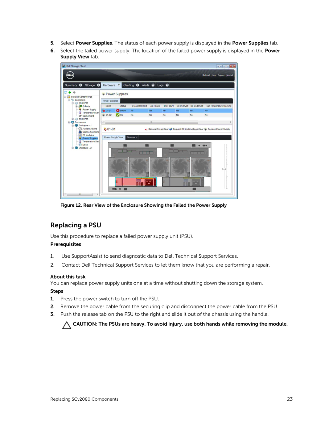 Dell E11J001 owner manual Replacing a PSU 