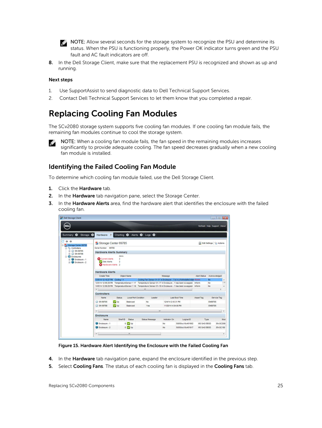 Dell E11J001 owner manual Replacing Cooling Fan Modules, Identifying the Failed Cooling Fan Module 