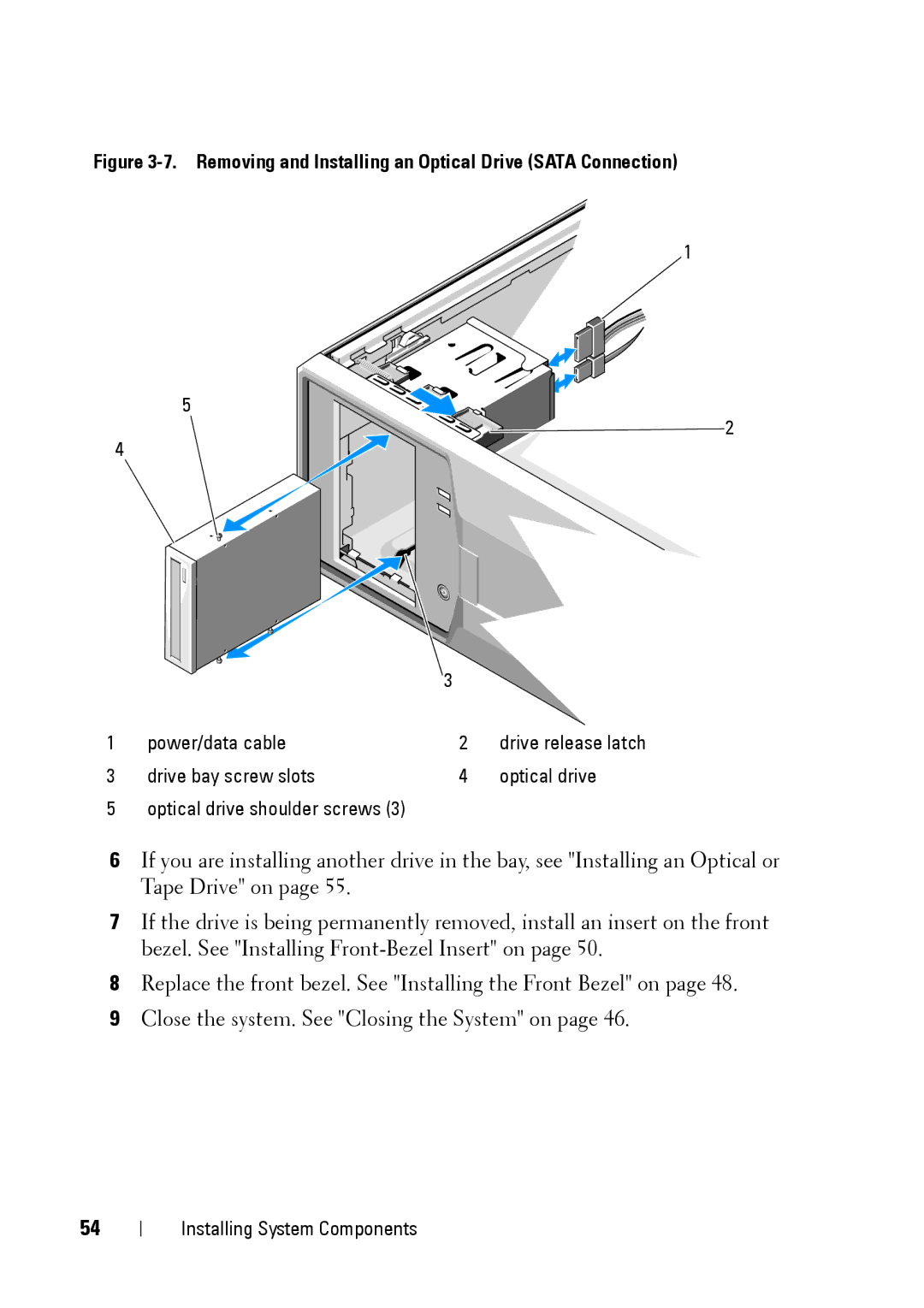 Dell E11S manual Removing and Installing an Optical Drive Sata Connection 