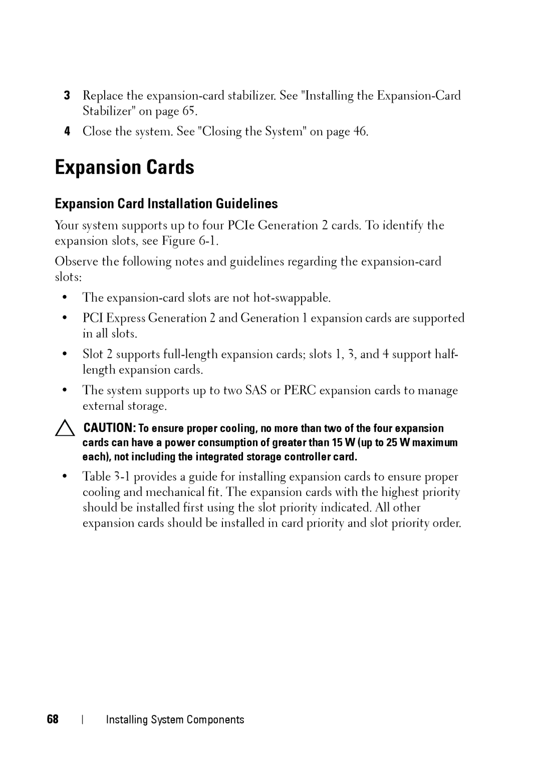 Dell E11S manual Expansion Cards, Expansion Card Installation Guidelines 