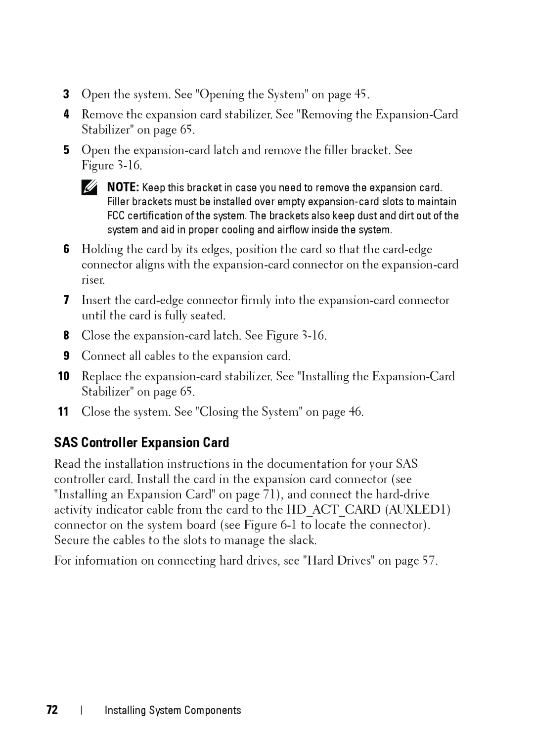 Dell E11S manual SAS Controller Expansion Card 