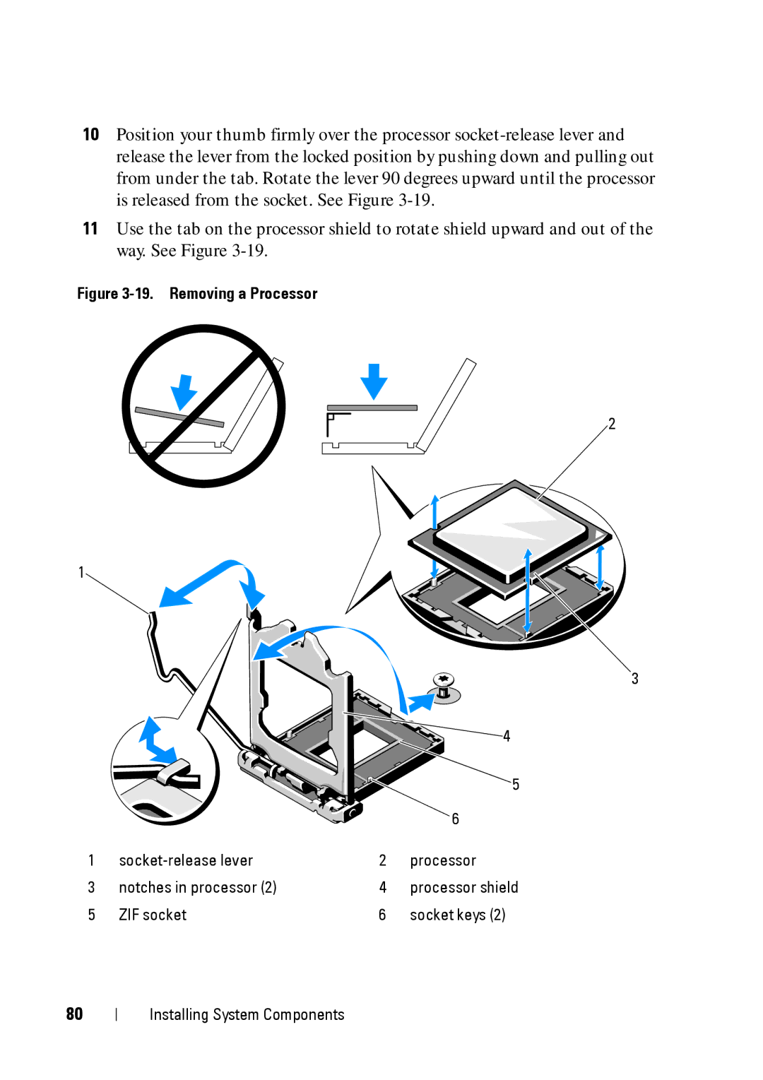 Dell E11S manual Removing a Processor 