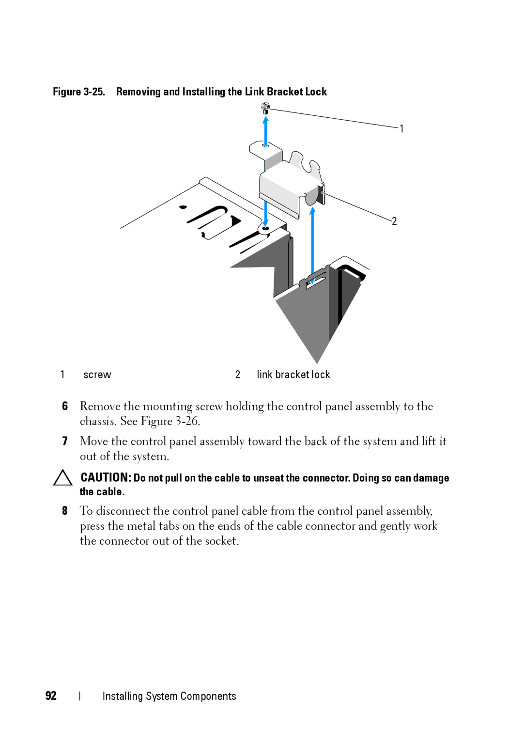 Dell E11S manual Removing and Installing the Link Bracket Lock 